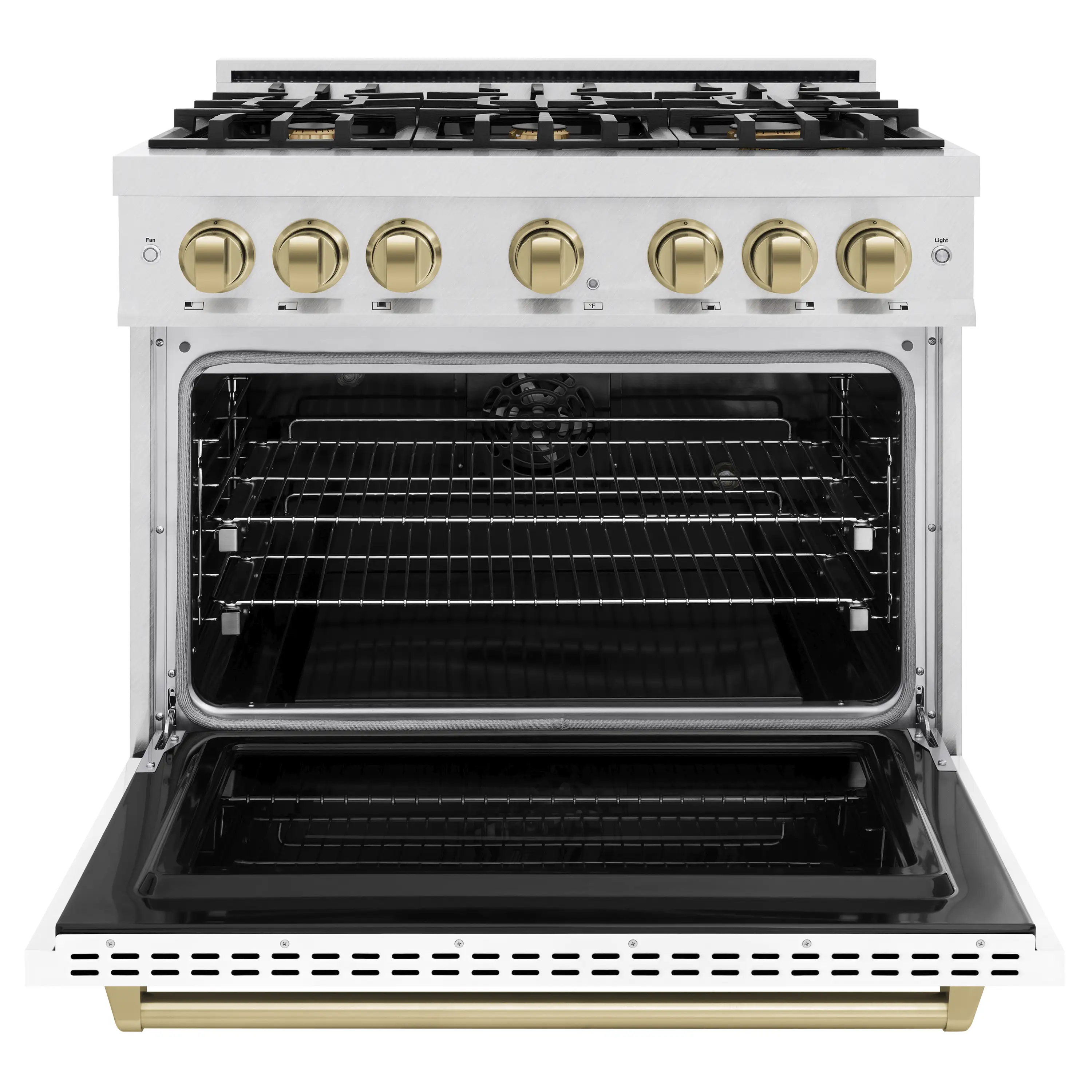 ZLINE Autograph Edition Classic Series 36-Inch Dual Fuel Range in Satin Stainless Steel with White Matte and Champagne Bronze (CDRSZ-WM-36-CB) - Image 3
