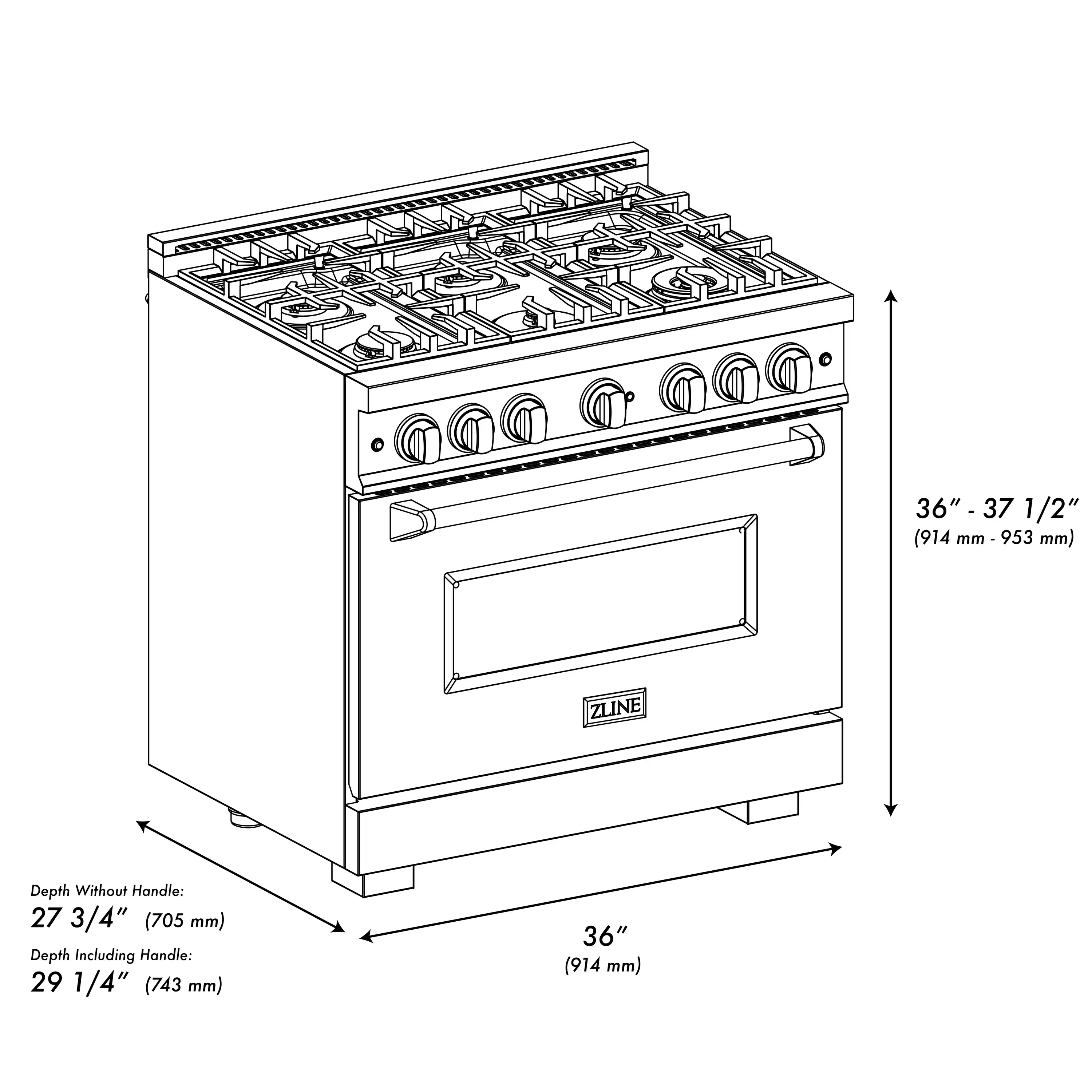 ZLINE Autograph Edition 36-Inch Classic Series Dual Fuel Range in Satin Stainless Steel with White Matte and Matte Black (CDRSZ-WM-36-MB) - Image 12