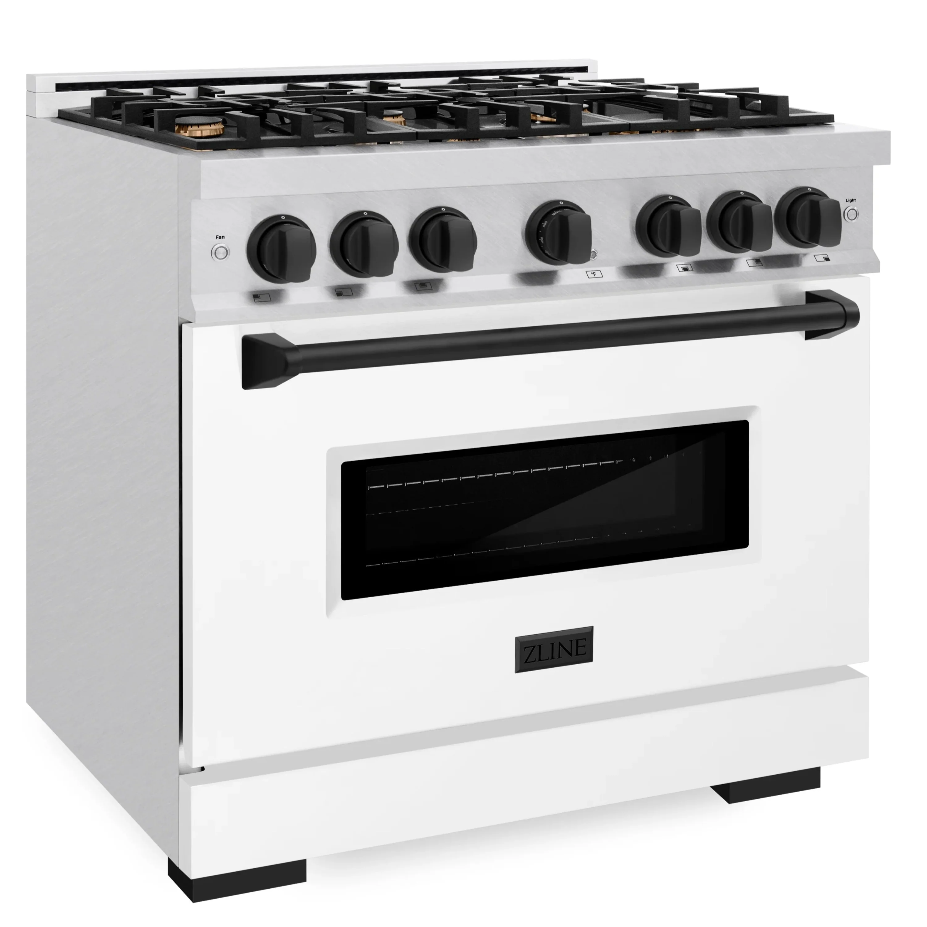 ZLINE Autograph Edition 36-Inch Classic Series Dual Fuel Range in Satin Stainless Steel with White Matte and Matte Black (CDRSZ-WM-36-MB) - Image 2
