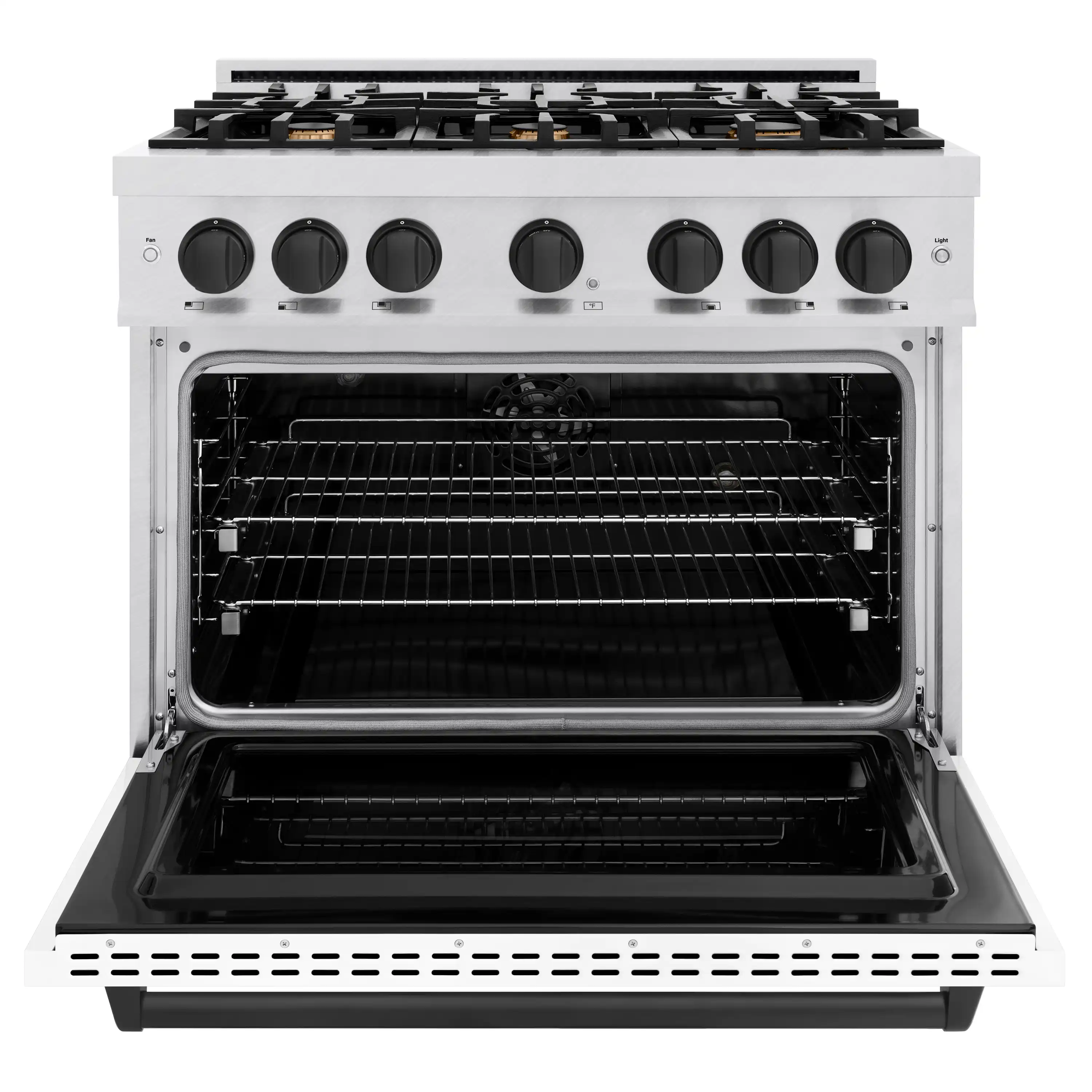 ZLINE Autograph Edition 36-Inch Classic Series Dual Fuel Range in Satin Stainless Steel with White Matte and Matte Black (CDRSZ-WM-36-MB) - Image 5