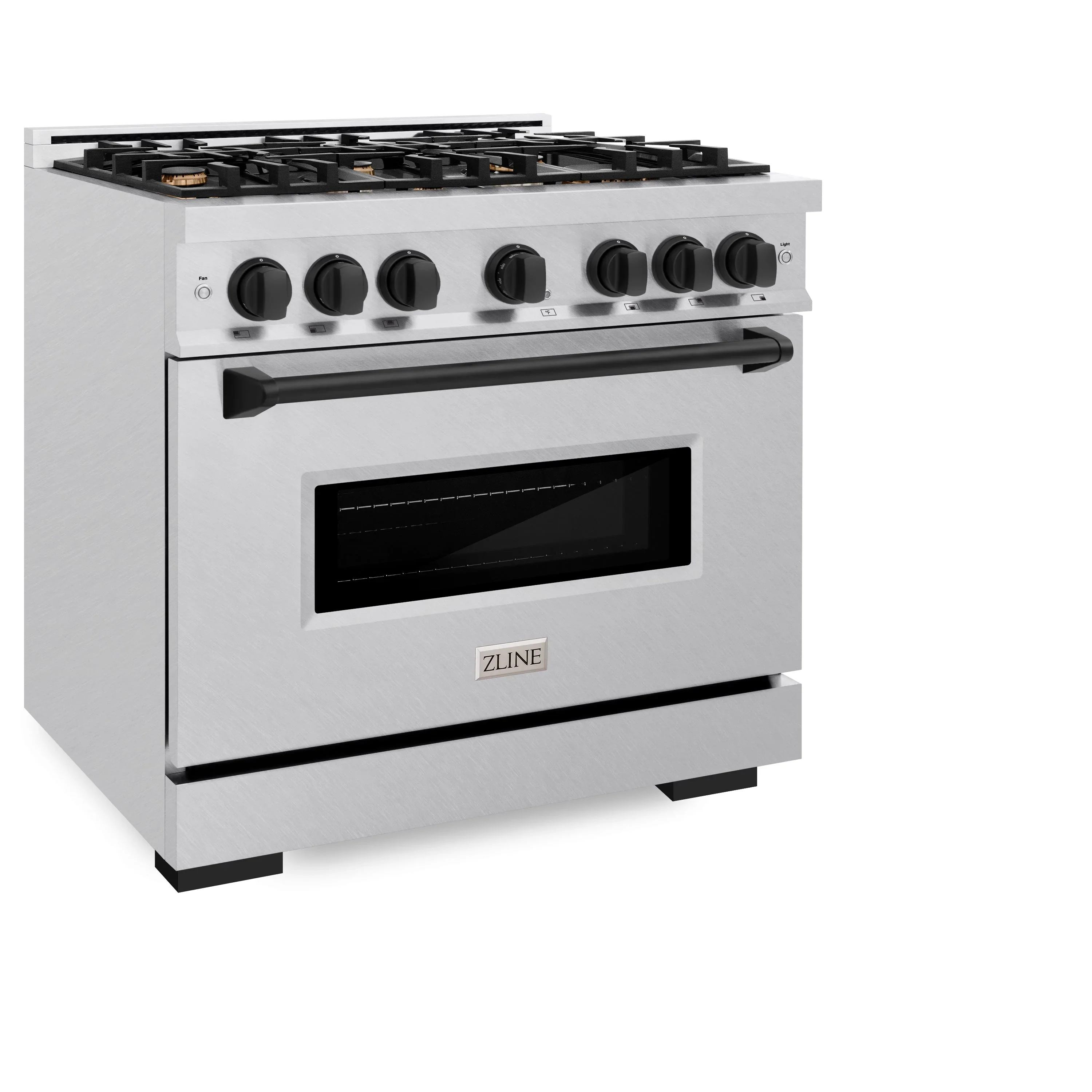 ZLINE 36-Inch Autograph Edition Freestanding Gas Range in Satin Stainless Steel with Matte Black (CGRSZ-36-MB) - Image 2