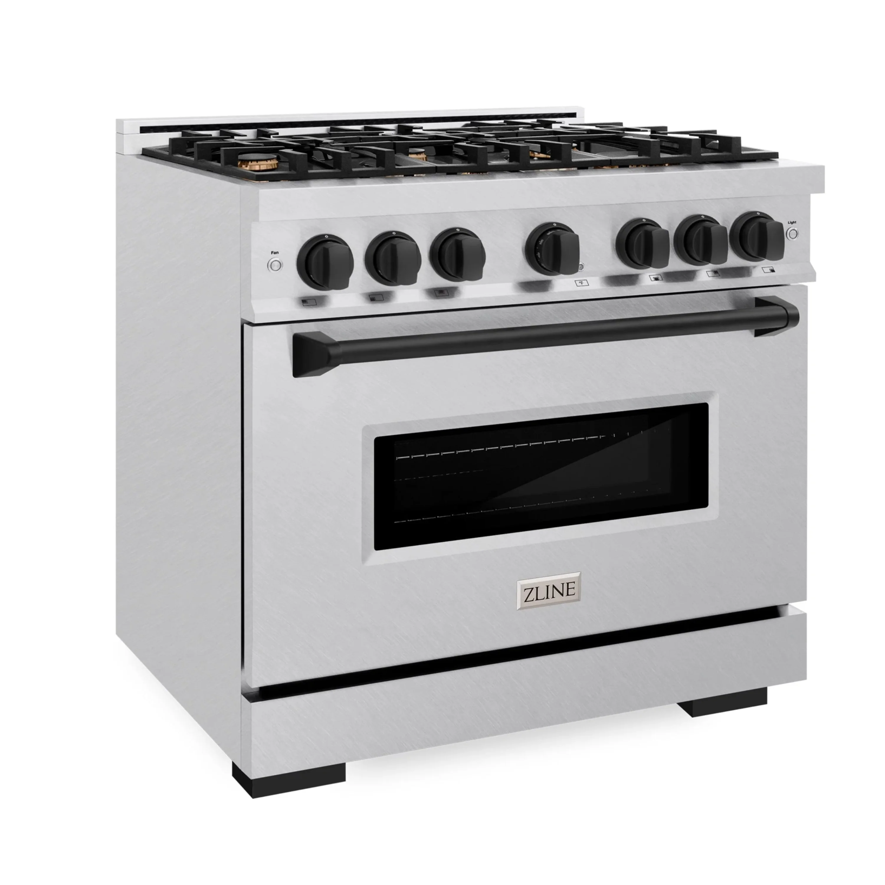 ZLINE 36-Inch Autograph Edition Freestanding Gas Range in Satin Stainless Steel with Matte Black (CGRSZ-36-MB) - Image 3