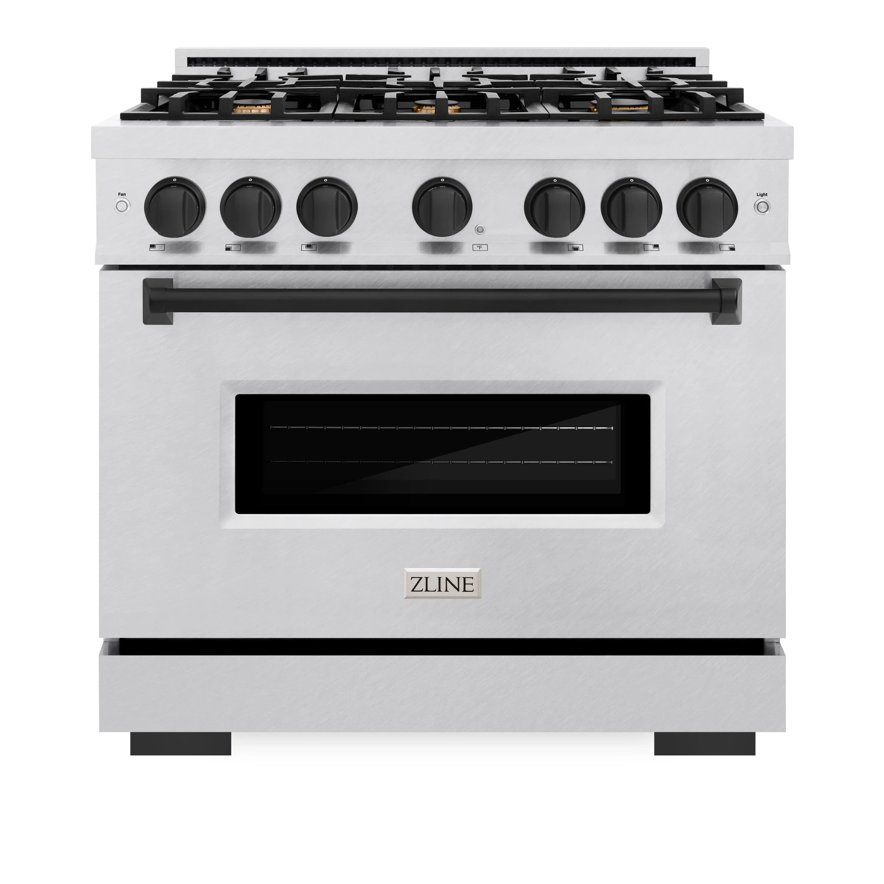 ZLINE 36-Inch Autograph Edition Freestanding Gas Range in Satin Stainless Steel with Matte Black (CGRSZ-36-MB) - Image 4