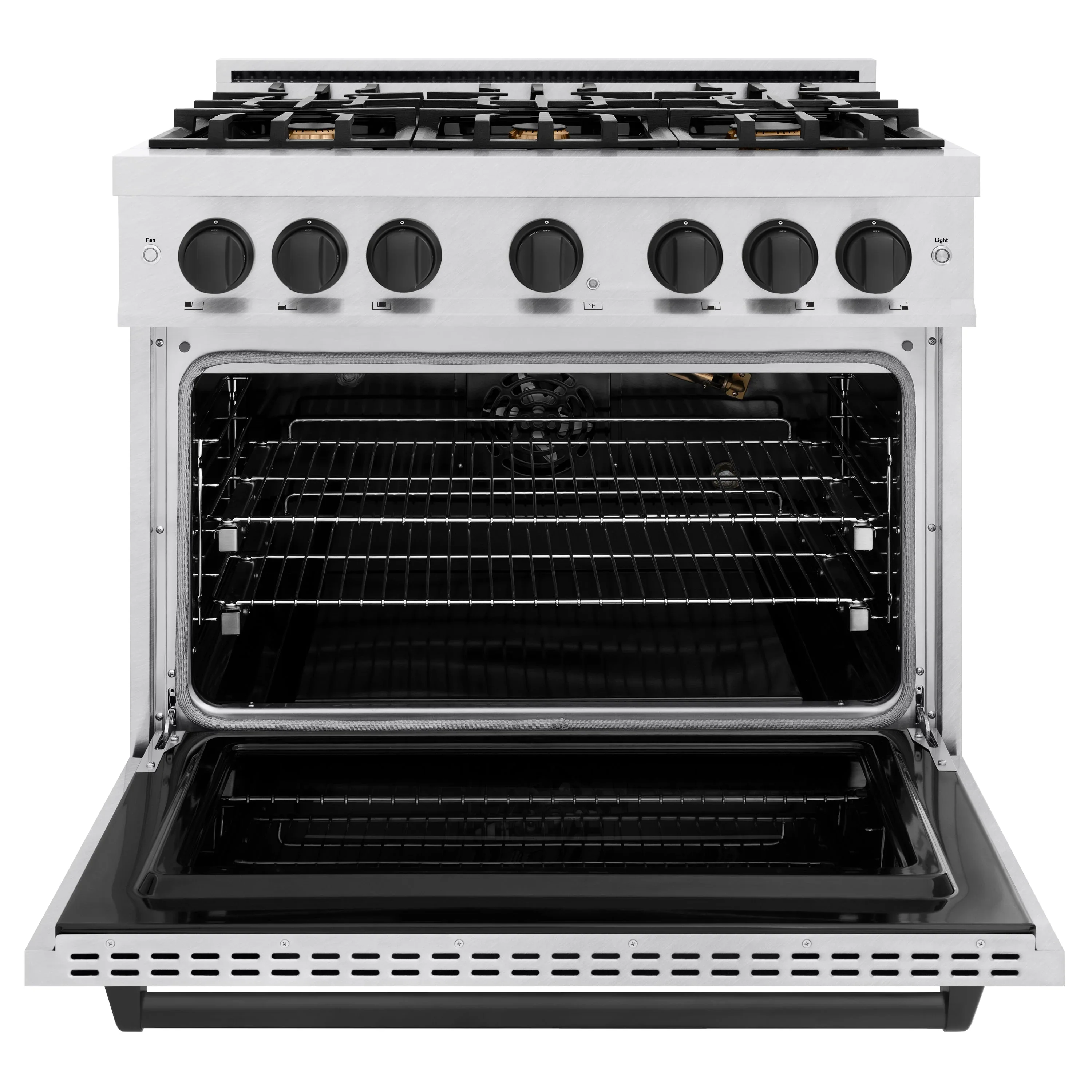 ZLINE 36-Inch Autograph Edition Freestanding Gas Range in Satin Stainless Steel with Matte Black (CGRSZ-36-MB) - Image 5