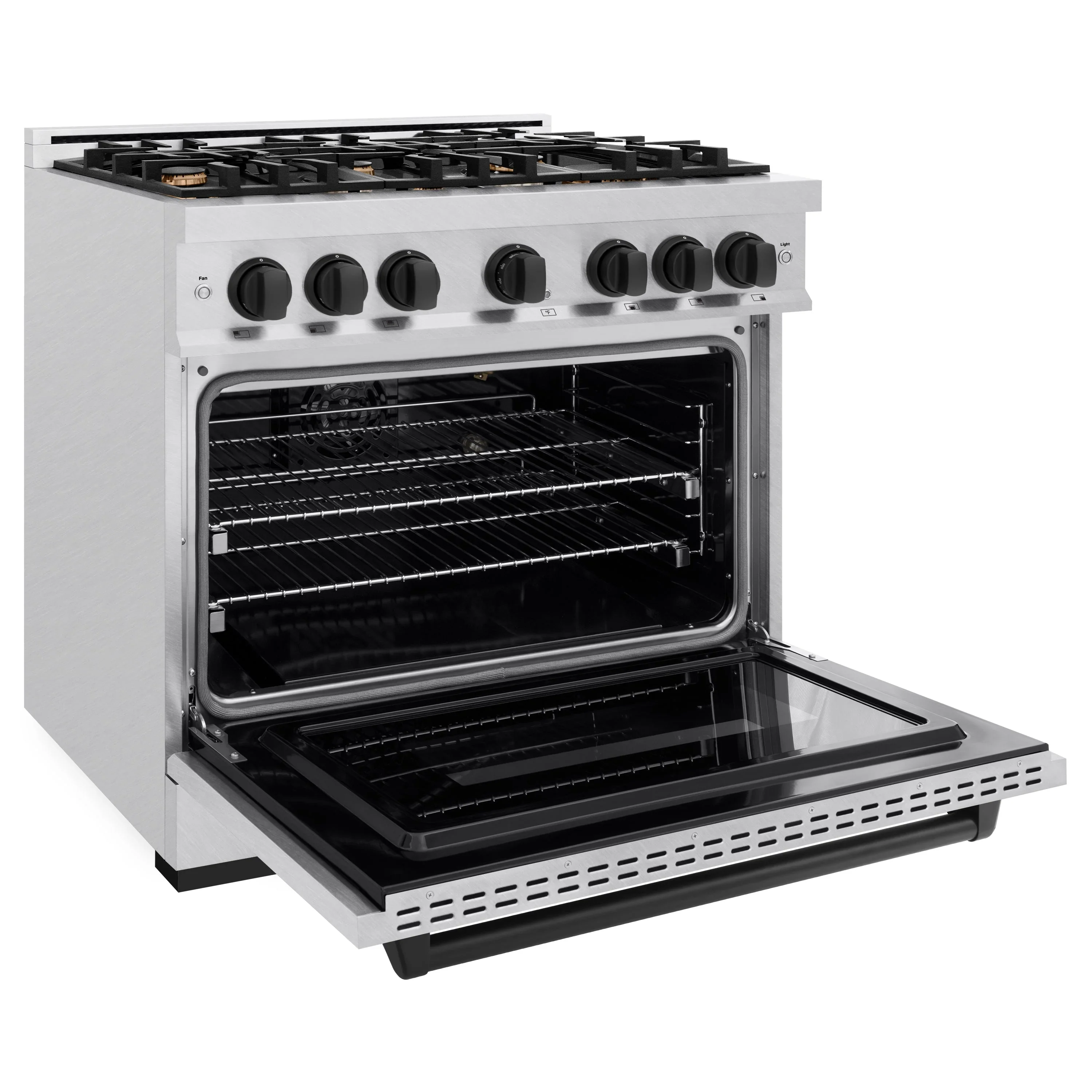 ZLINE 36-Inch Autograph Edition Freestanding Gas Range in Satin Stainless Steel with Matte Black (CGRSZ-36-MB) - Image 6