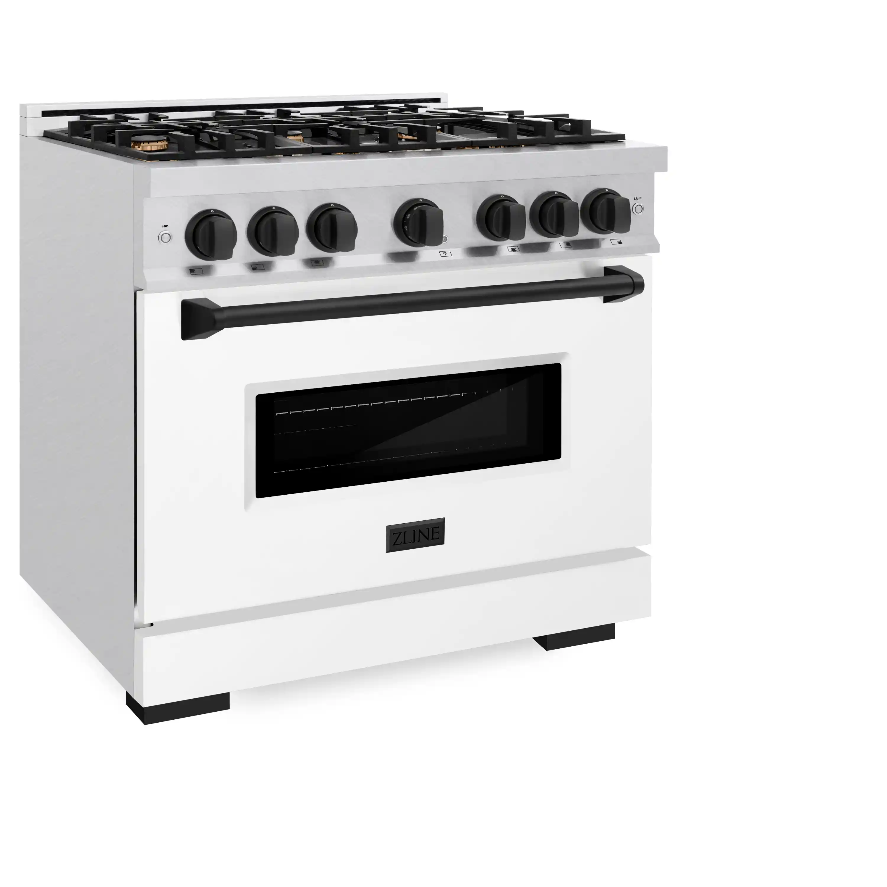 ZLINE 36-Inch Autograph Edition Freestanding Gas Range in Satin Stainless Steel with White Matte and Matte Black (CGRSZ-WM-36-MB) - Image 2