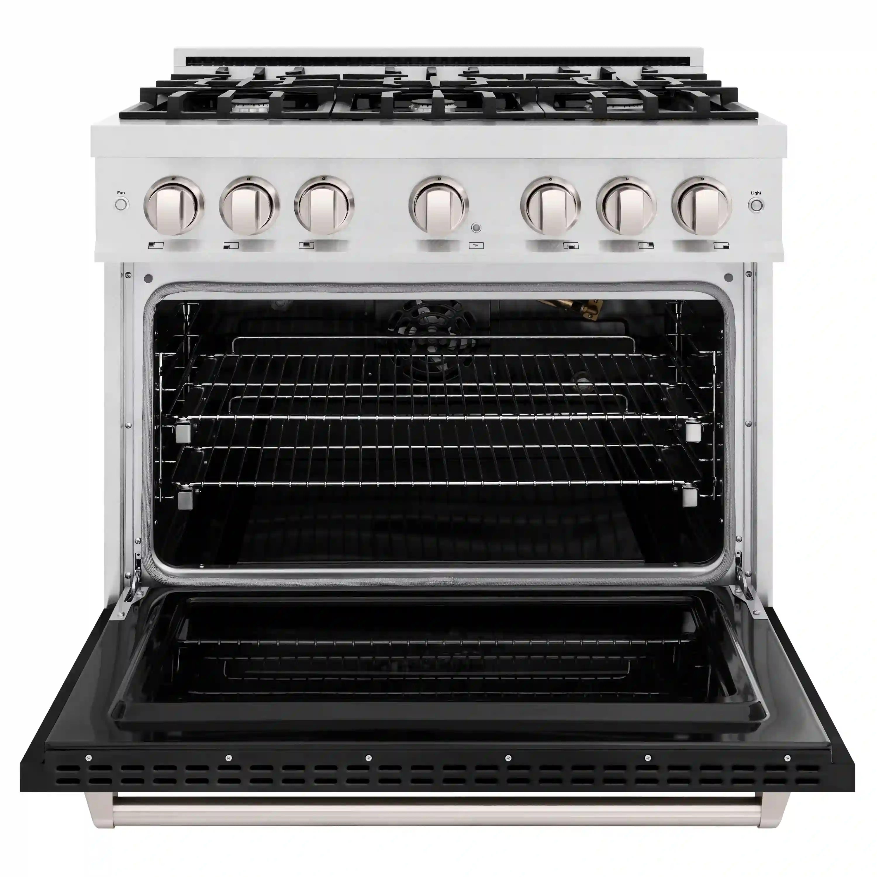 ZLINE Autograph Edition 36-Inch Classic Series Gas Range with 6 Burner Cooktop and 5.2 Cu. Ft. Convection Oven in Satin Stainless Steel with Black Matte (CGRS-BLM-36) - Image 4
