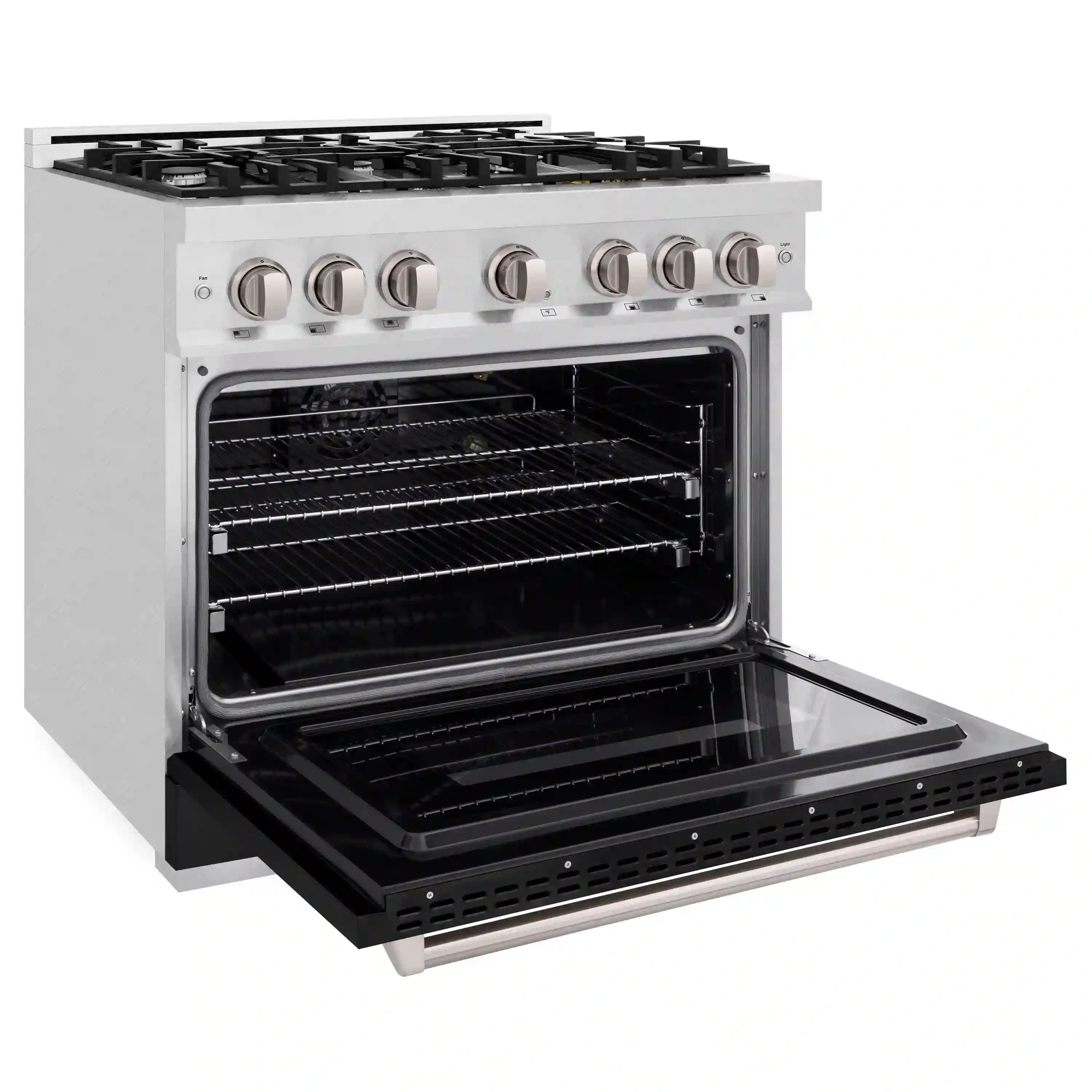 ZLINE Autograph Edition 36-Inch Classic Series Gas Range with 6 Burner Cooktop and 5.2 Cu. Ft. Convection Oven in Satin Stainless Steel with Black Matte (CGRS-BLM-36) - Image 5