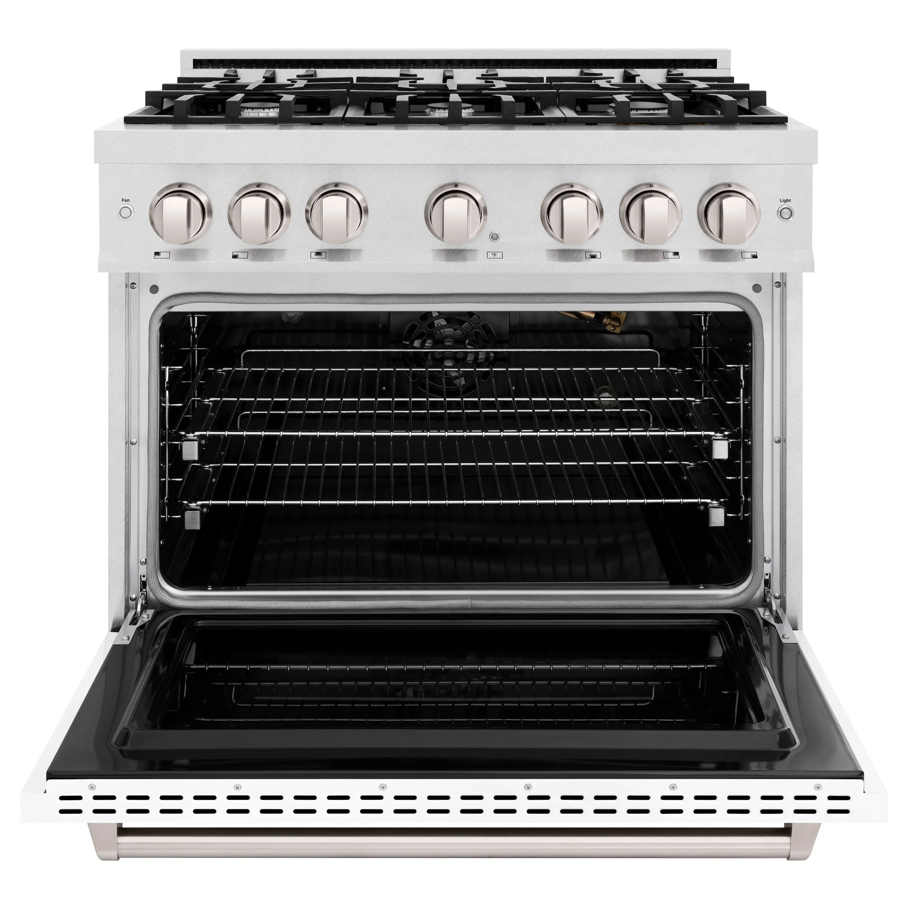 ZLINE Autograph Edition 36-Inch Classic Series Gas Range in Satin Stainless Steel with White Matte (CGRS-WM-36) - Image 4