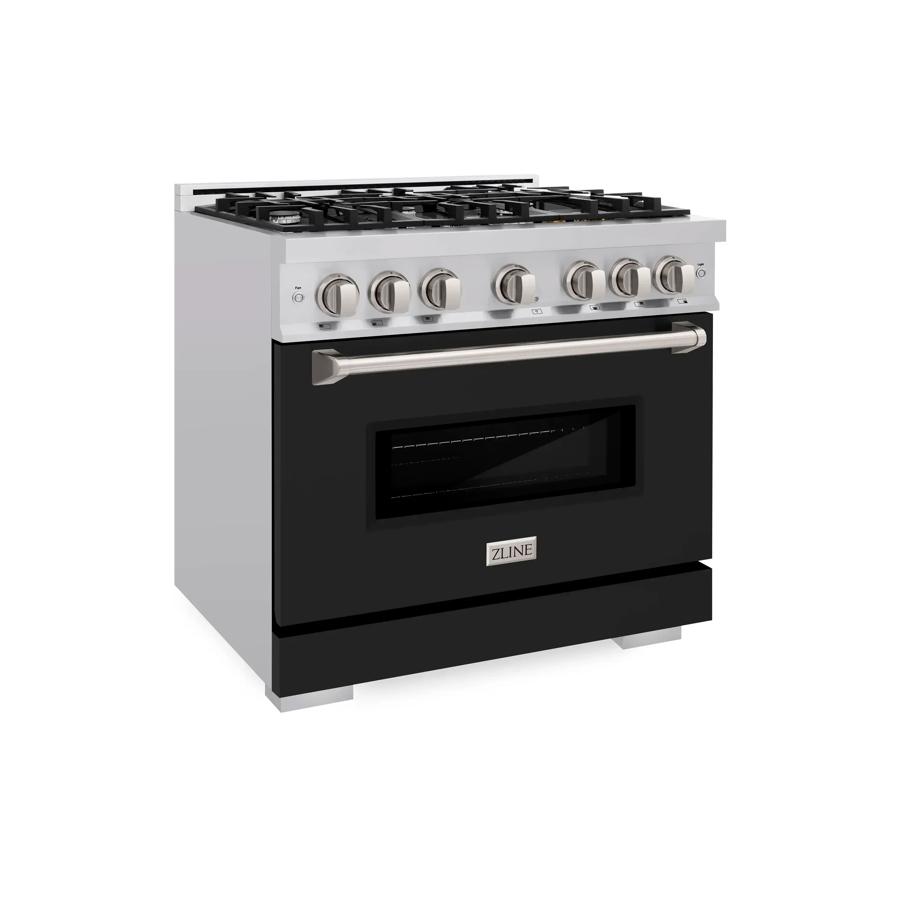 ZLINE 36-Inch Classic Series Gas Range with 6 Gas Burner Cooktop and 5.2 Cu. Ft. Gas Convection Oven in Stainless Steel with Black Matte Door (CGR-BLM-36) - Image 2