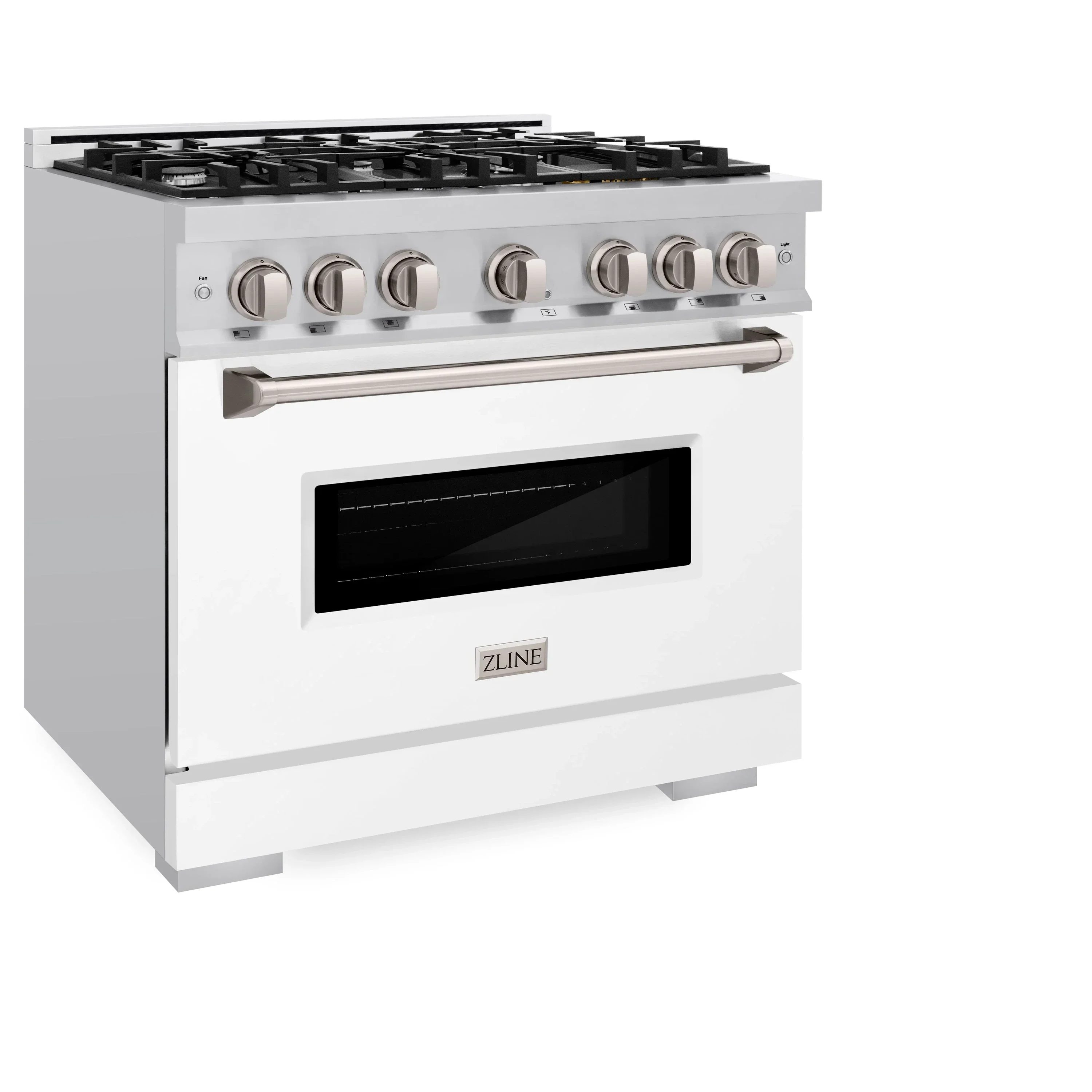 ZLINE 36-Inch Classic Series Gas Range with 6 Gas Burner Cooktop and 5.2 Cu. Ft. Gas Convection Oven in Stainless Steel with White Matte Door (CGR-WM-36) - Image 2