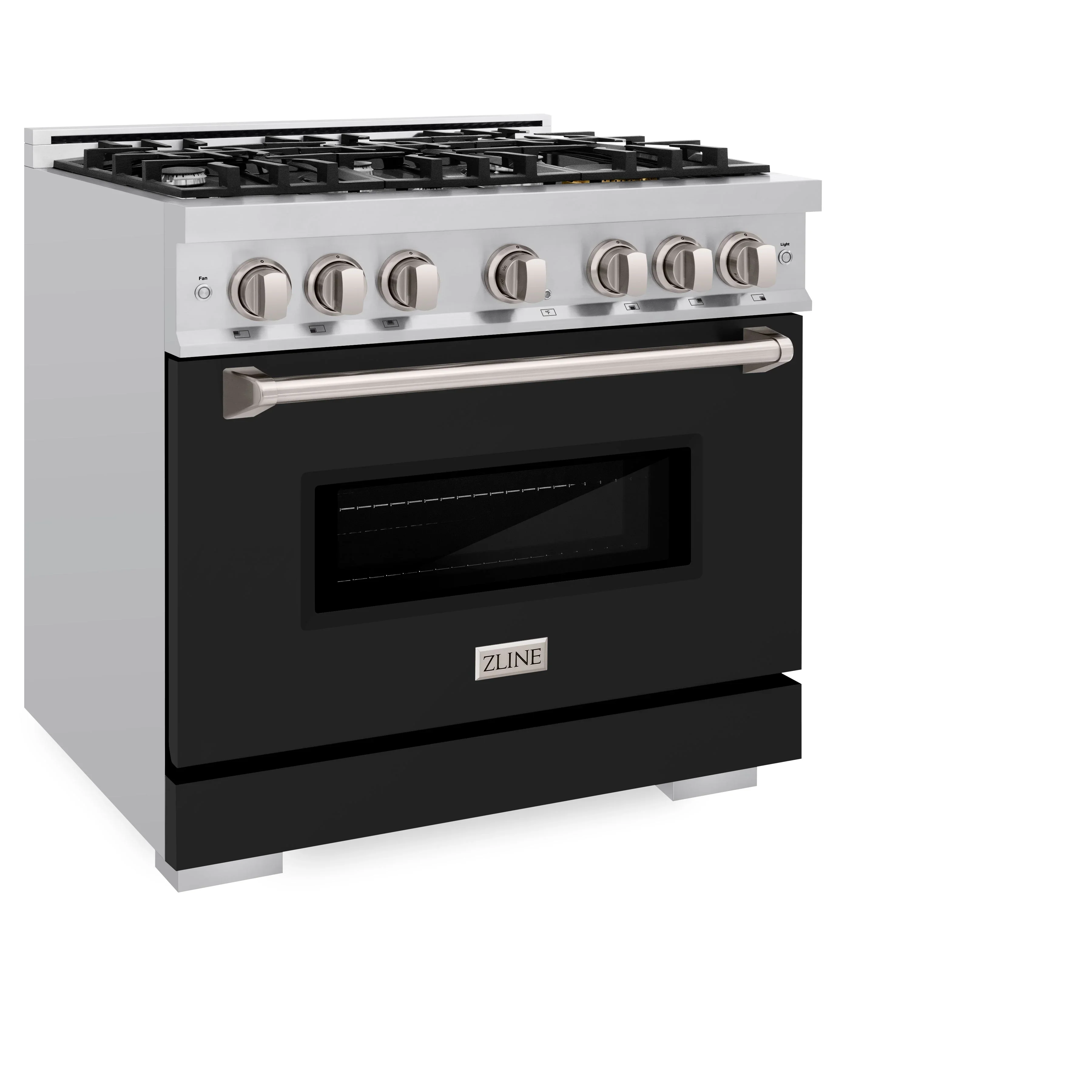 ZLINE 36-Inch Classic Series Dual Fuel Range with 6 Gas Burner Cooktop and 5.2 Cu. Ft. Electric Convection Oven in Stainless Steel with Black Matte Door (CDR-BLM-36) - Image 3