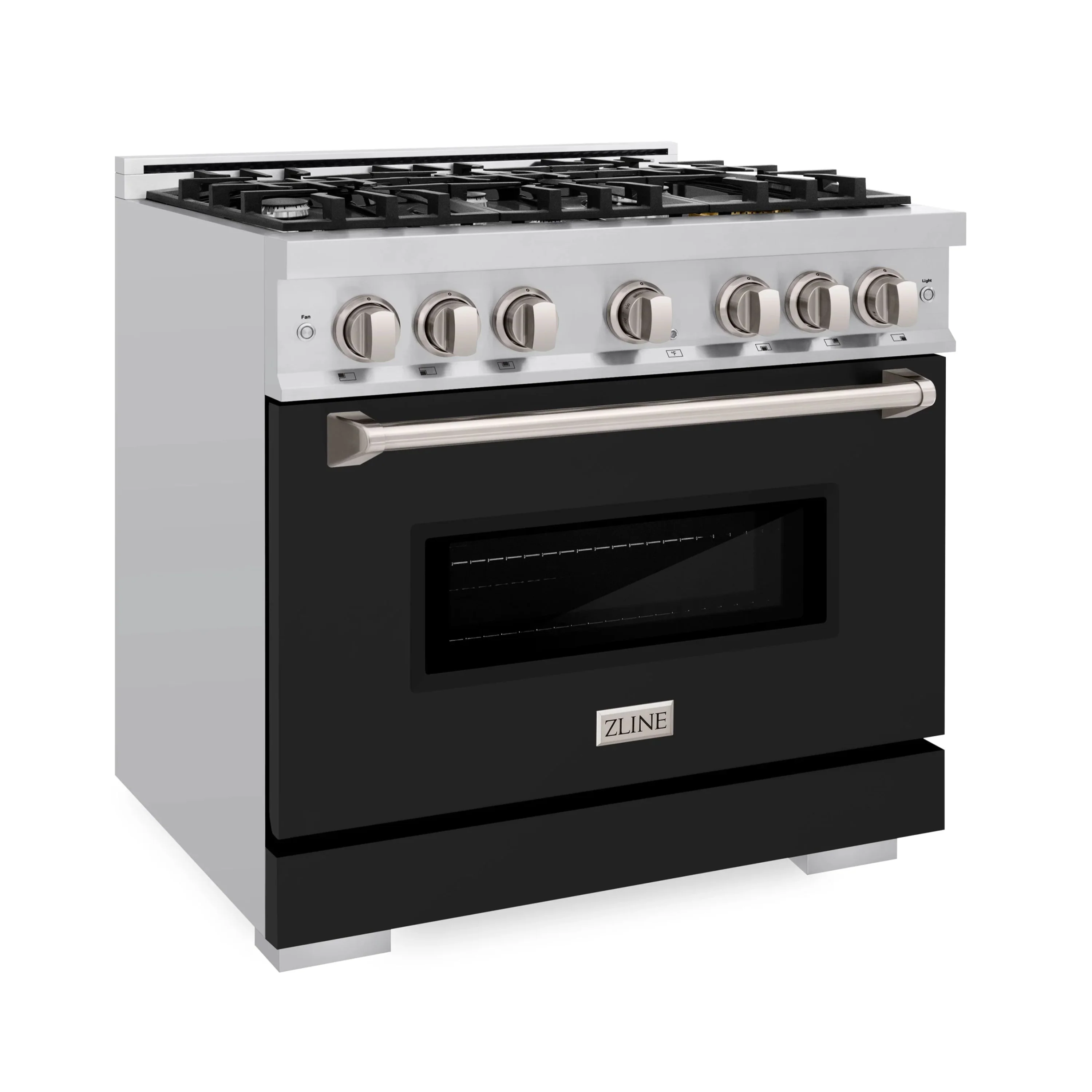 ZLINE 36-Inch Classic Series Dual Fuel Range with 6 Gas Burner Cooktop and 5.2 Cu. Ft. Electric Convection Oven in Stainless Steel with Black Matte Door (CDR-BLM-36) - Image 4