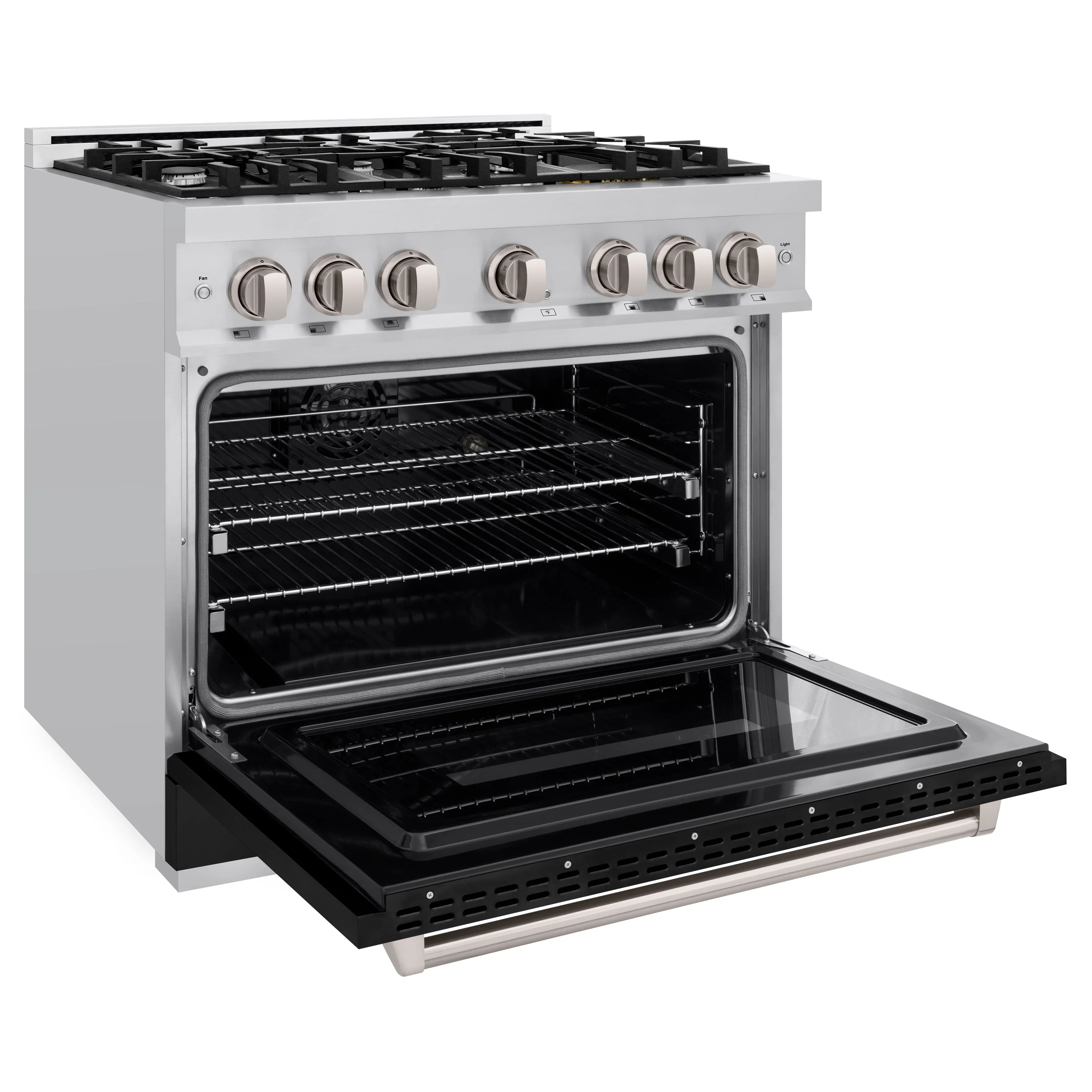 ZLINE 36-Inch Classic Series Dual Fuel Range with 6 Gas Burner Cooktop and 5.2 Cu. Ft. Electric Convection Oven in Stainless Steel with Black Matte Door (CDR-BLM-36) - Image 5