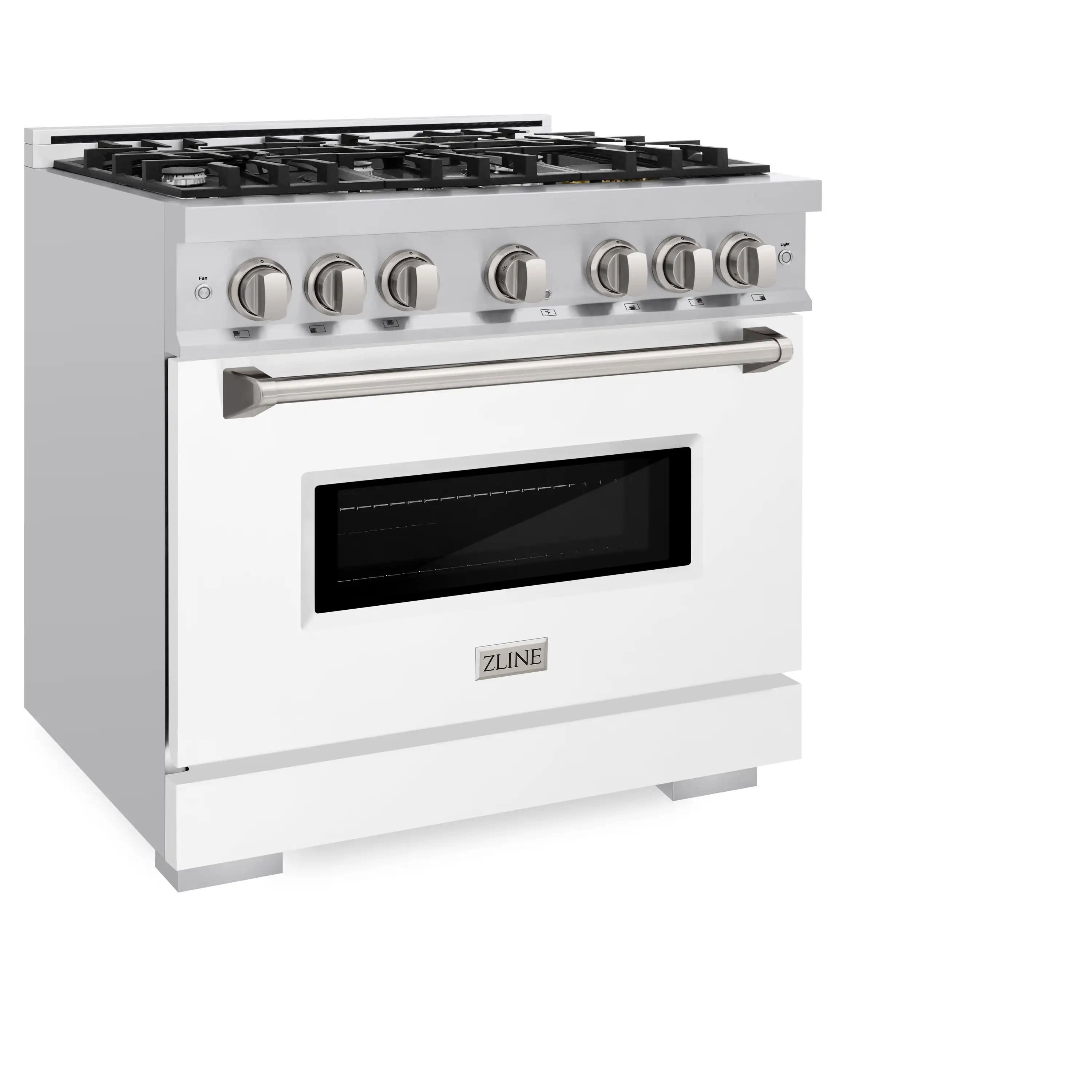 ZLINE 36-Inch Classic Series Dual Fuel Range with 6 Gas Burner Cooktop and 5.2 Cu. Ft. Electric Convection Oven in Stainless Steel with White Matte Door (CDR-WM-36) - Image 2