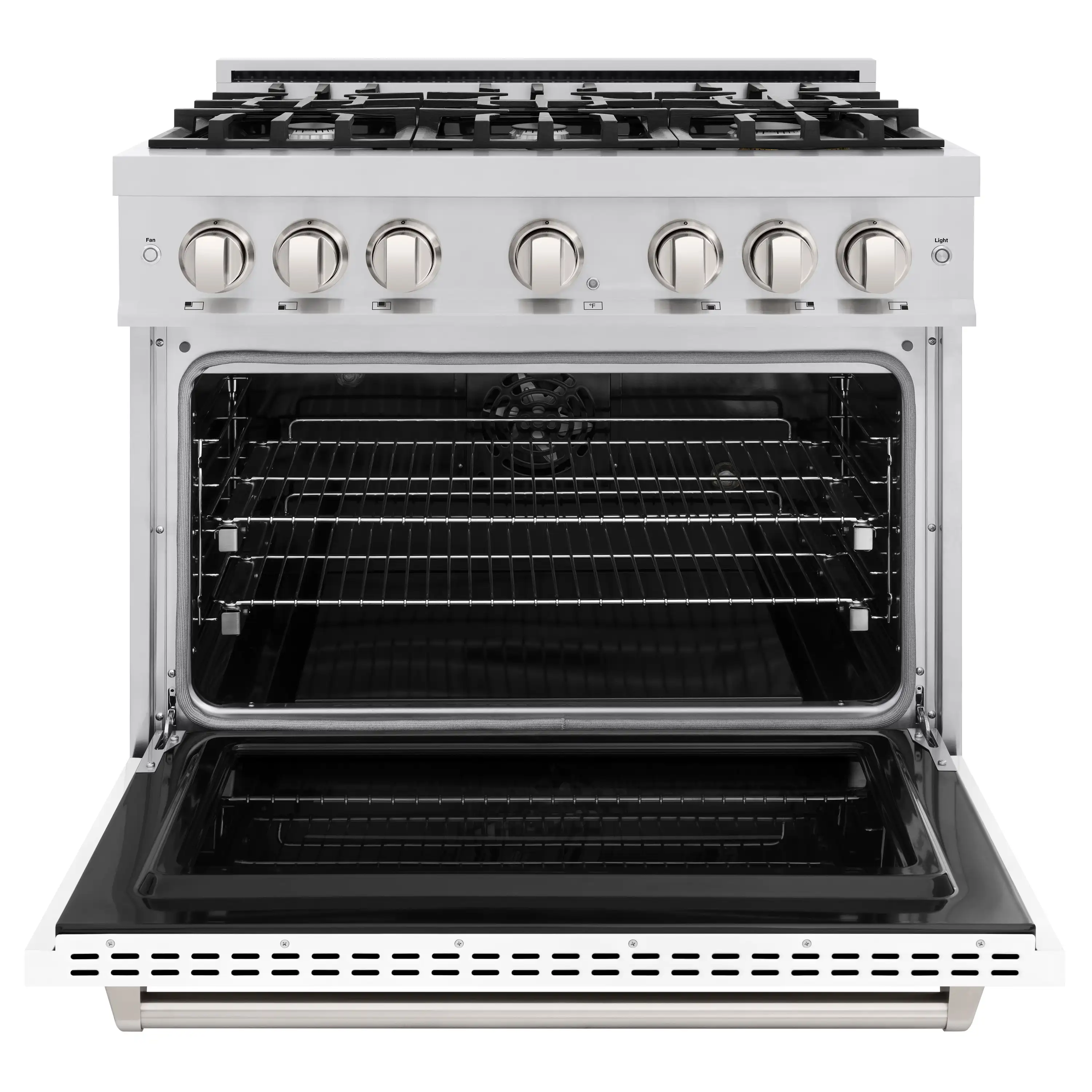 ZLINE 36-Inch Classic Series Dual Fuel Range with 6 Gas Burner Cooktop and 5.2 Cu. Ft. Electric Convection Oven in Stainless Steel with White Matte Door (CDR-WM-36) - Image 3