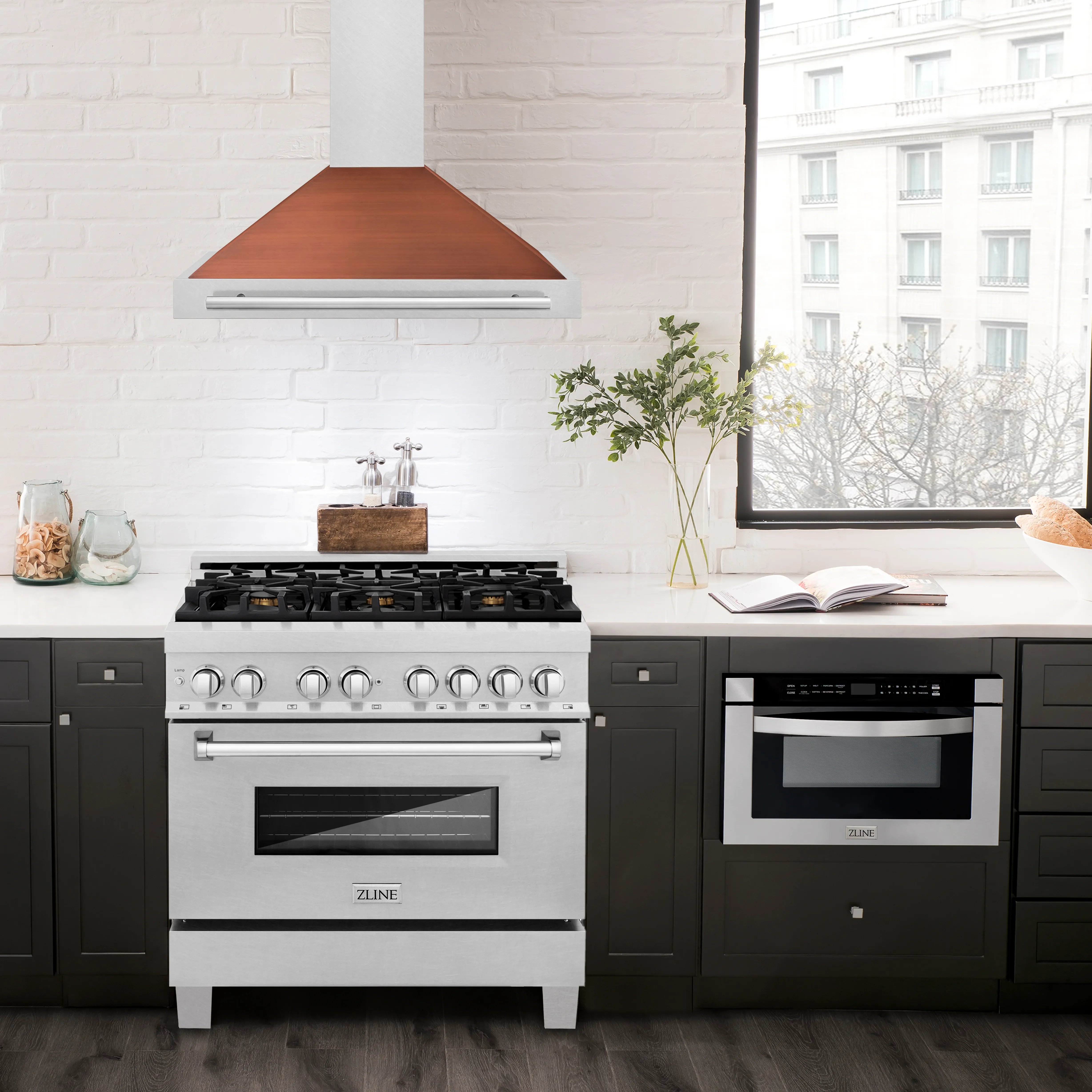 ZLINE 36-Inch Convertible Fingerprint Resistant Satin Stainless Steel Range Hood with Copper Shell and Stainless Steel Handle (KB4SNX-C-36) - Image 2