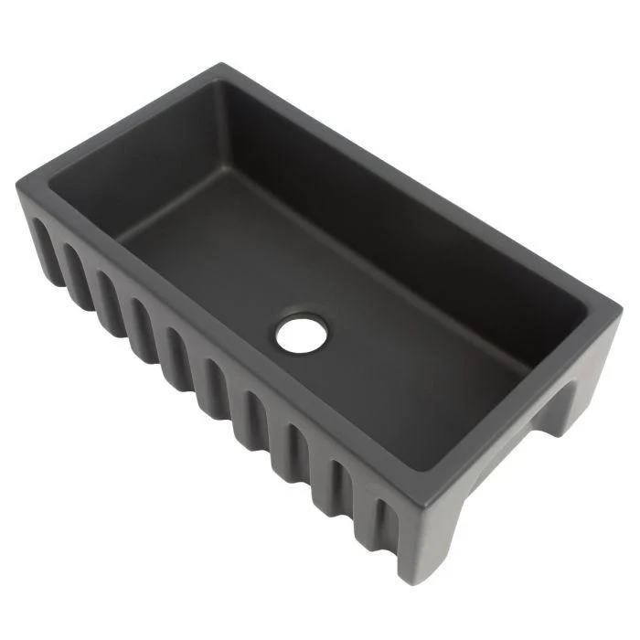 ZLINE 36-Inch Venice Farmhouse Apron Front Reversible Single Bowl Fireclay Kitchen Sink with Bottom Grid in Charcoal (FRC5122-CL-36) - Image 9