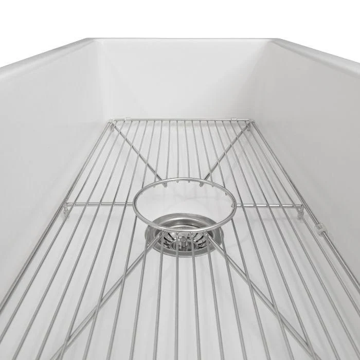 ZLINE 36-Inch Venice Farmhouse Apron Front Reversible Single Bowl Fireclay Kitchen Sink with Bottom Grid in White Matte (FRC5122-WM-36) - Image 14