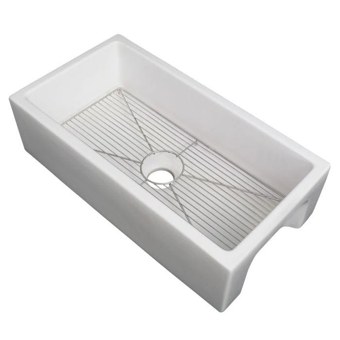 ZLINE 36-Inch Venice Farmhouse Apron Front Reversible Single Bowl Fireclay Kitchen Sink with Bottom Grid in White Matte (FRC5122-WM-36) - Image 5