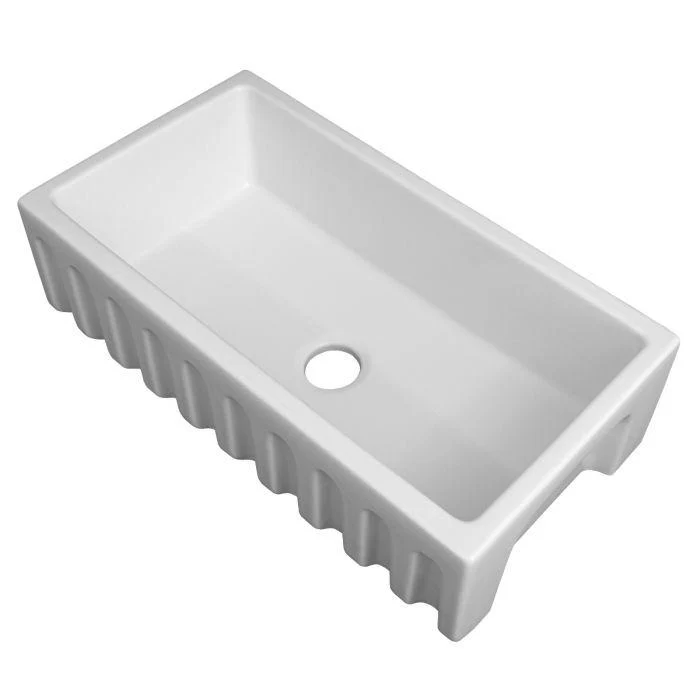 ZLINE 36-Inch Venice Farmhouse Apron Front Reversible Single Bowl Fireclay Kitchen Sink with Bottom Grid in White Matte (FRC5122-WM-36) - Image 8