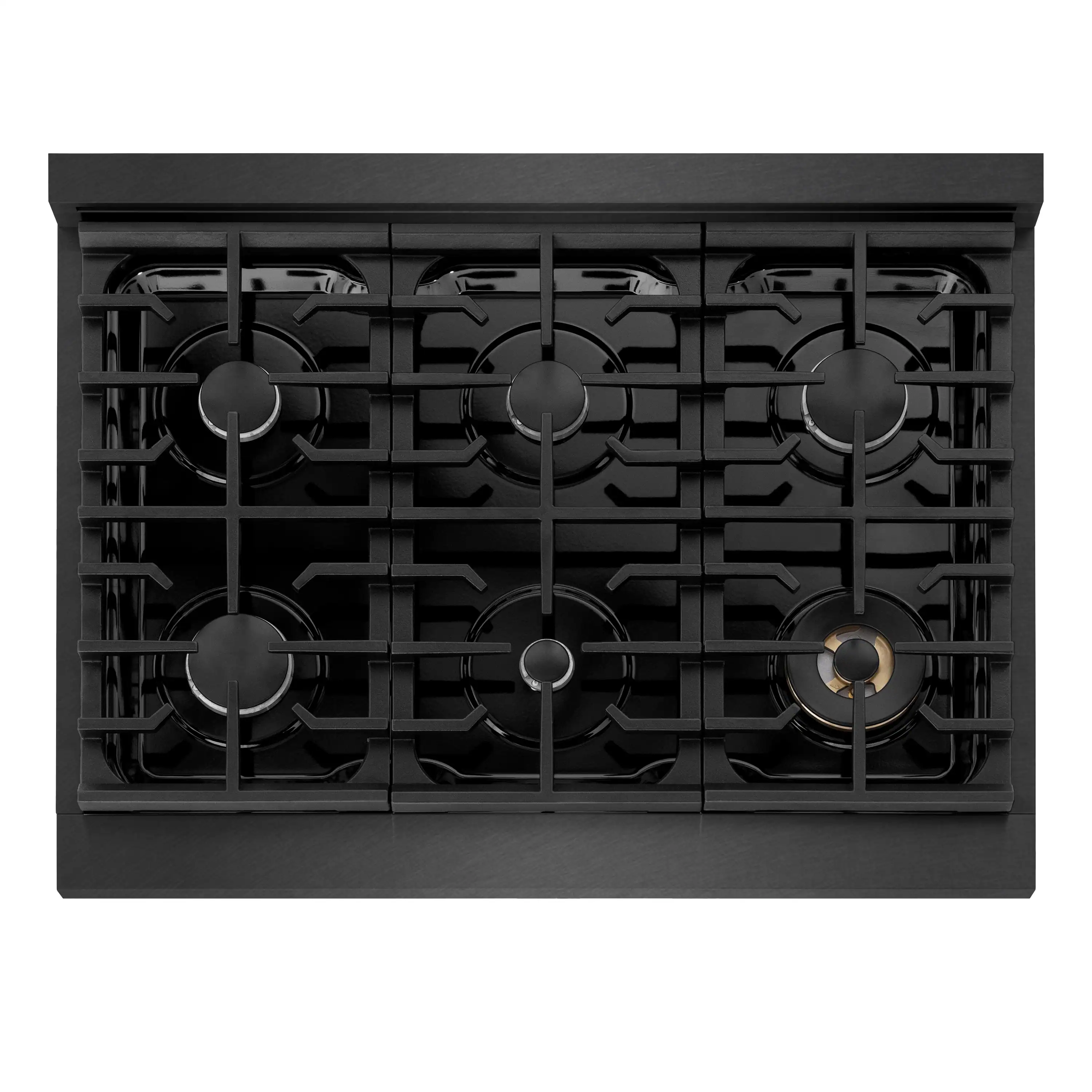 ZLINE 36-Inch Paramount Gas Rangetop with 6 Burners and Porcelain Cooktop in Black Satin Stainless Steel (SRTBS-36) - Image 2