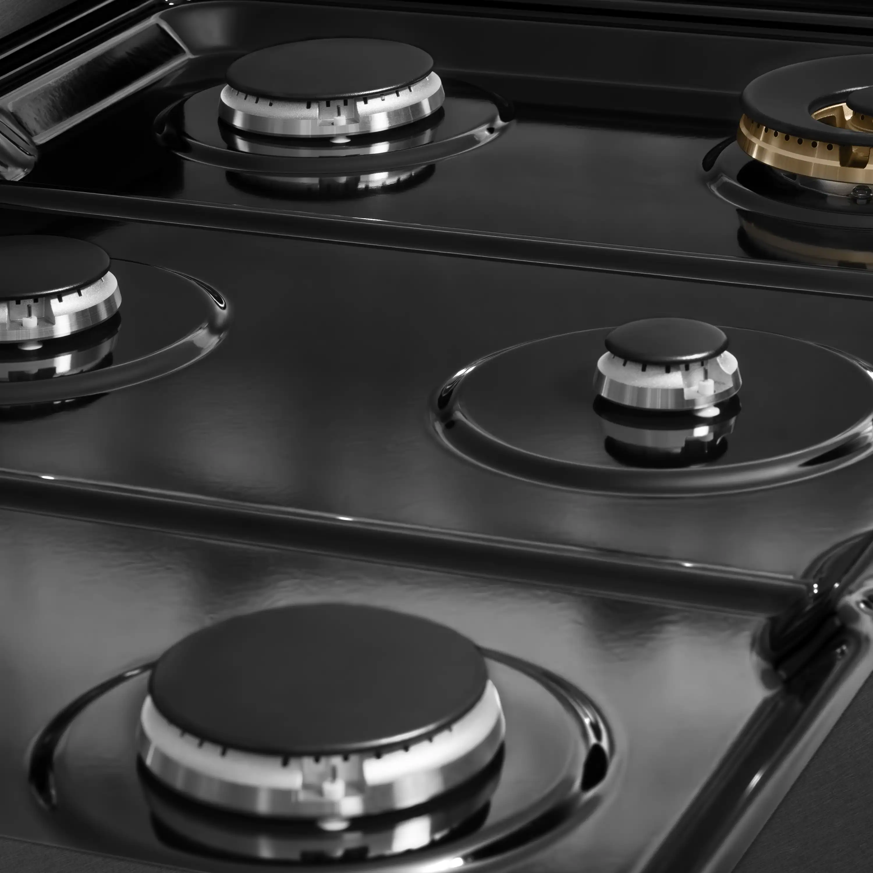 ZLINE 36-Inch Paramount Gas Rangetop with 6 Burners and Porcelain Cooktop in Black Satin Stainless Steel (SRTBS-36) - Image 4