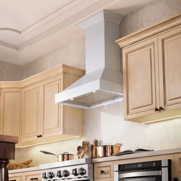 ZLINE 36-Inch Wooden Wall Mount Range Hood with 400 CFM Motor in Smooth Bright White Finish (KBWW-36) - Image 2