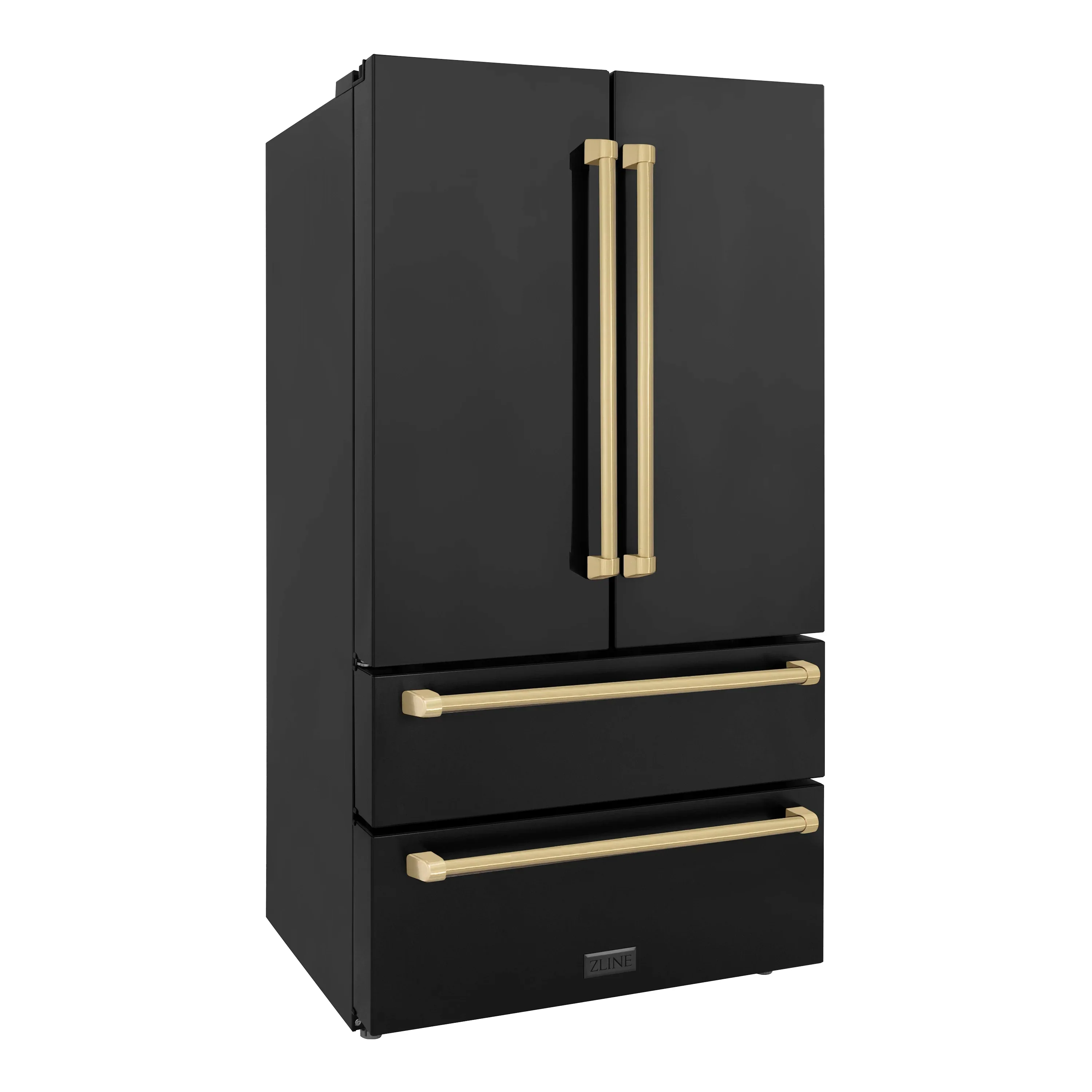 ZLINE 4-Piece Appliance Package - 30-Inch Legacy Dual Fuel Range, Wall Mount Range Hood, 36-Inch French Door Refrigerator, Dishwasher, in Black Stainless Steel with Champagne Bronze Accents - Image 28