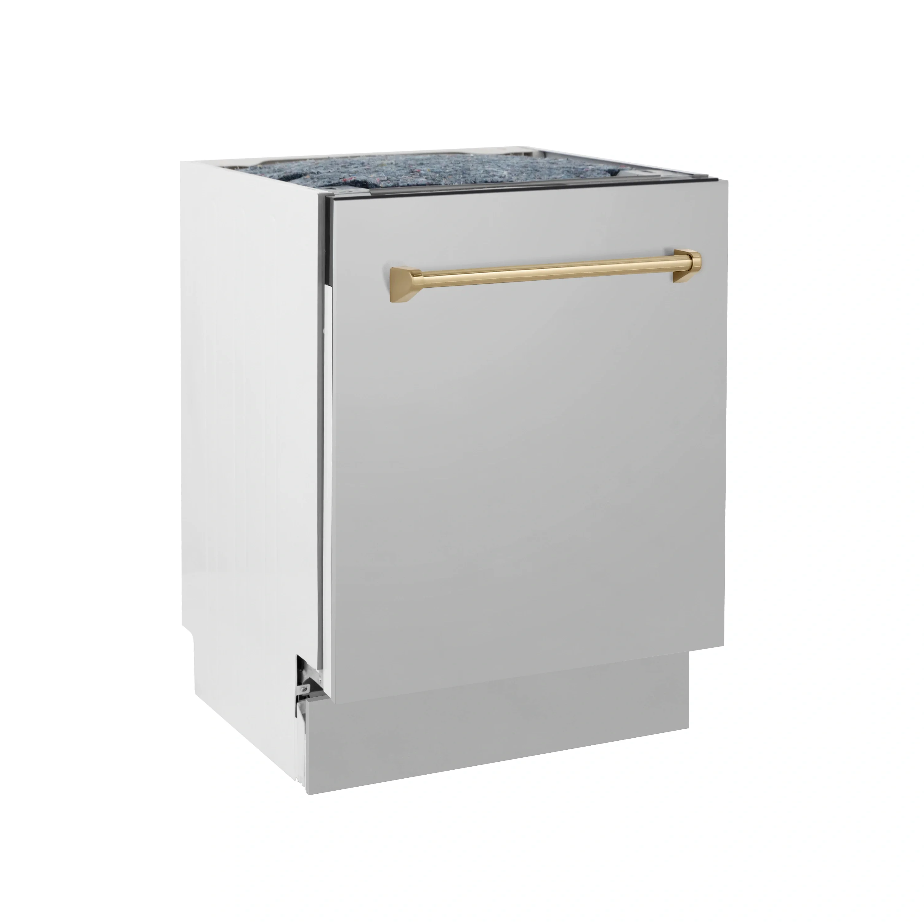 ZLINE 4-Piece Appliance Package - 30-Inch Legacy Autograph Dual Fuel Range, Wall Mount Range Hood, 36-Inch French Door Refrigerator, Dishwasher, in Stainless Steel with Champagne Bronze Accents - Image 43