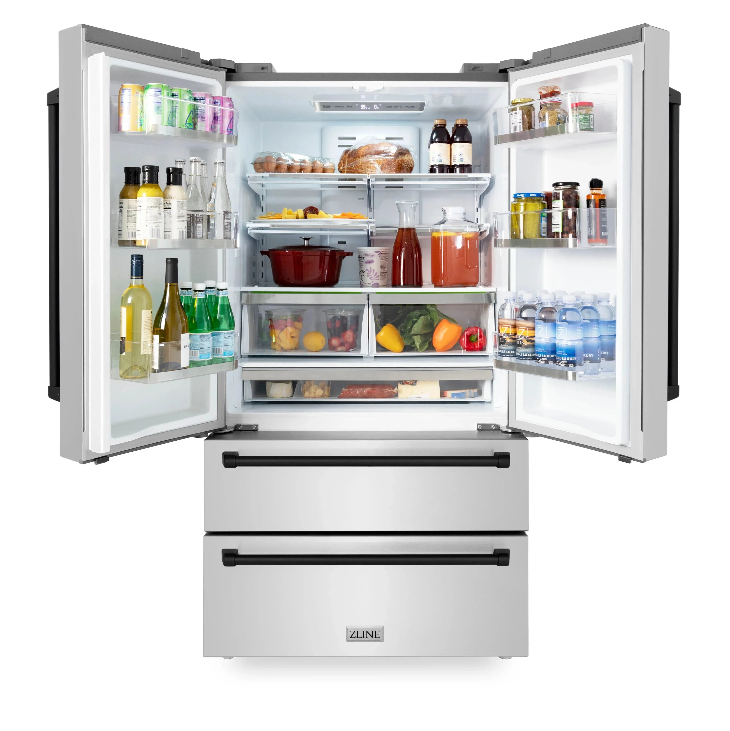 ZLINE 4-Piece Appliance Package - 30-Inch Legacy Autograph Dual Fuel Range, Wall Mount Range Hood, 36-Inch French Door Refrigerator, Dishwasher, in Stainless Steel with Matte Black Accents - Image 31