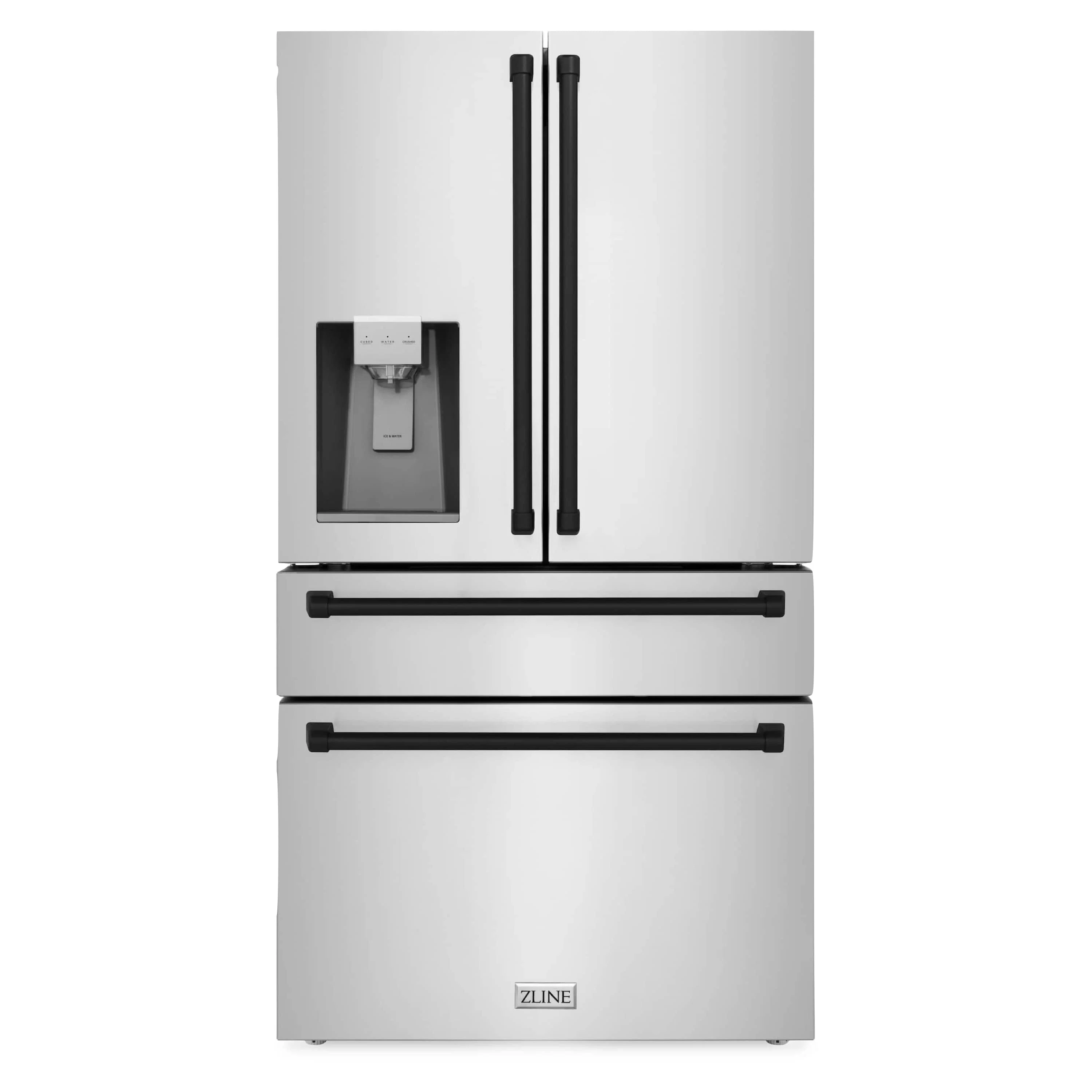 ZLINE 4-Piece Appliance Package - 48-Inch Legacy Autograph Dual Fuel Range, Wall Mount Range Hood, 36-Inch French Door Refrigerator with Water Dispenser, Dishwasher, in Stainless Steel with Matte Black Accents - Image 31