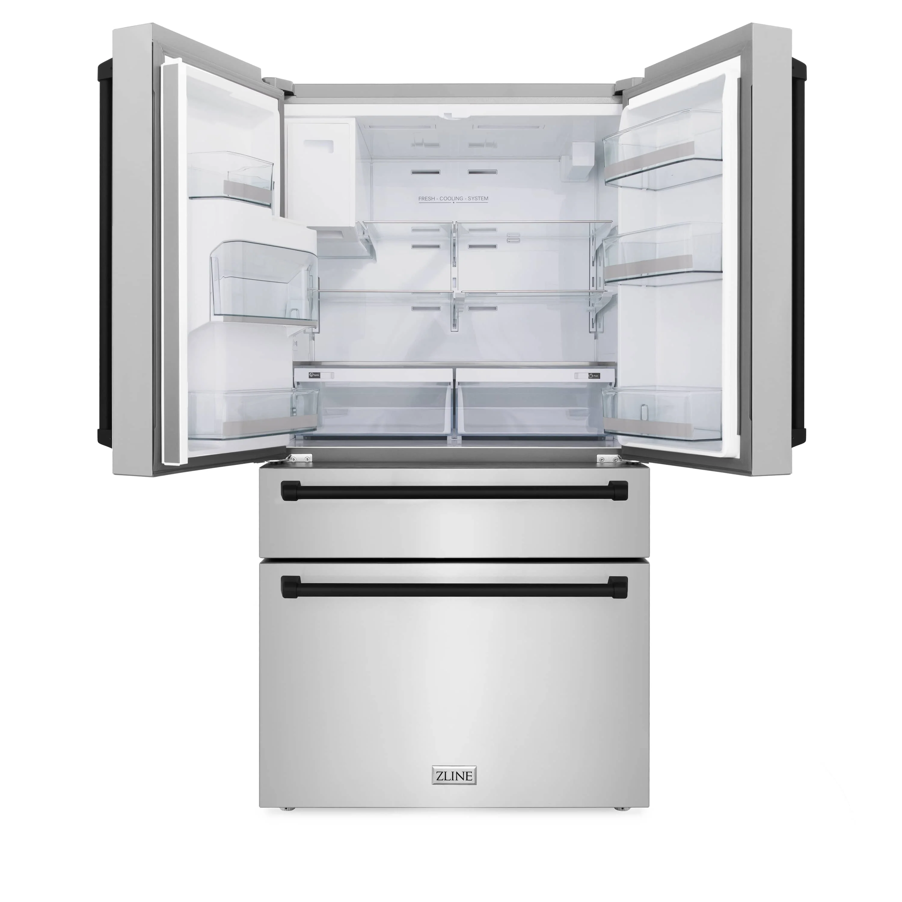 ZLINE 4-Piece Appliance Package - 48-Inch Legacy Autograph Dual Fuel Range, Wall Mount Range Hood, 36-Inch French Door Refrigerator with Water Dispenser, Dishwasher, in Stainless Steel with Matte Black Accents - Image 36