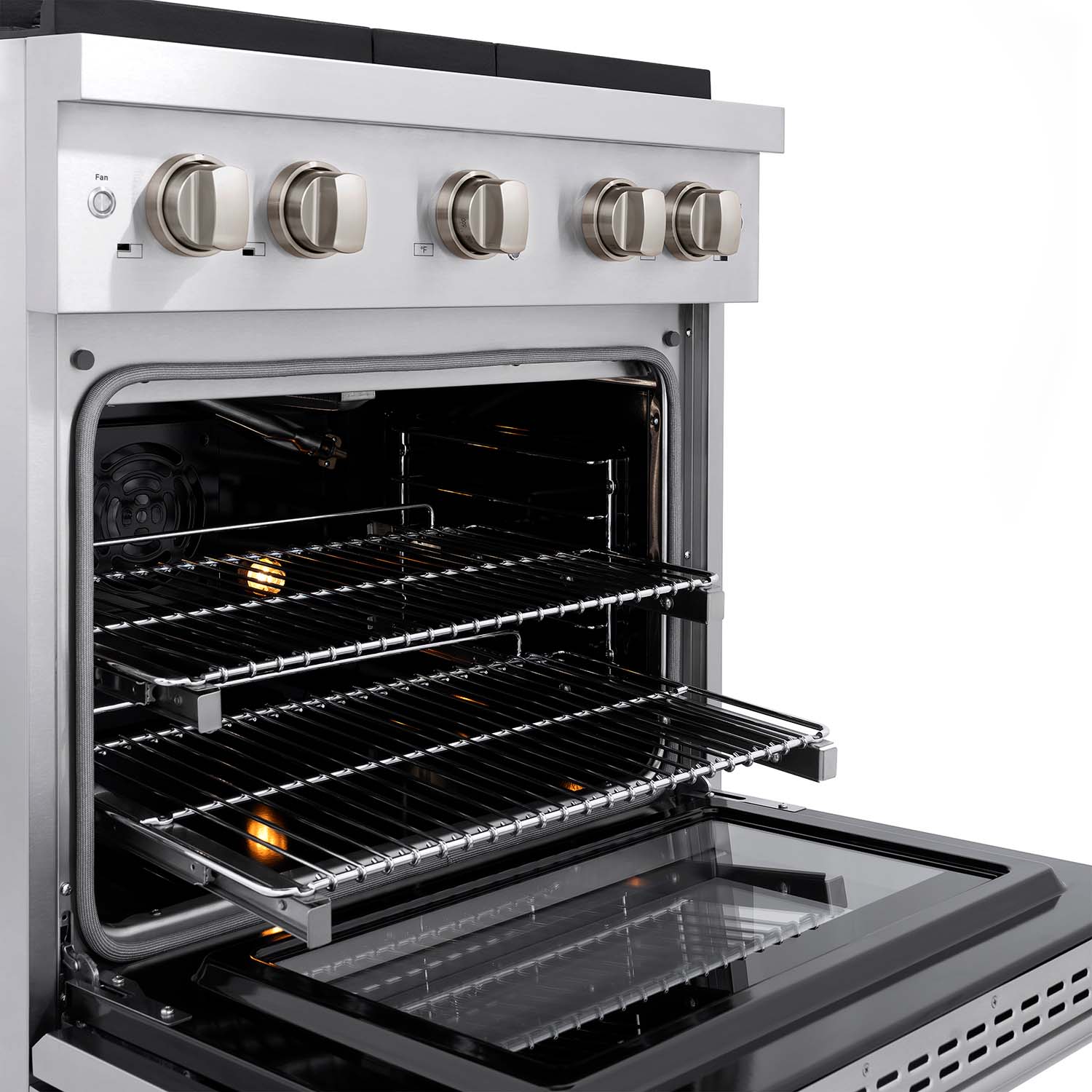 ZLINE 4-Piece Appliance Package - 30-Inch Gas Range, Refrigerator, Convertible Wall Mount Hood, and Microwave Drawer in Stainless Steel (4KPR-SGRRH30-MW) - Image 7