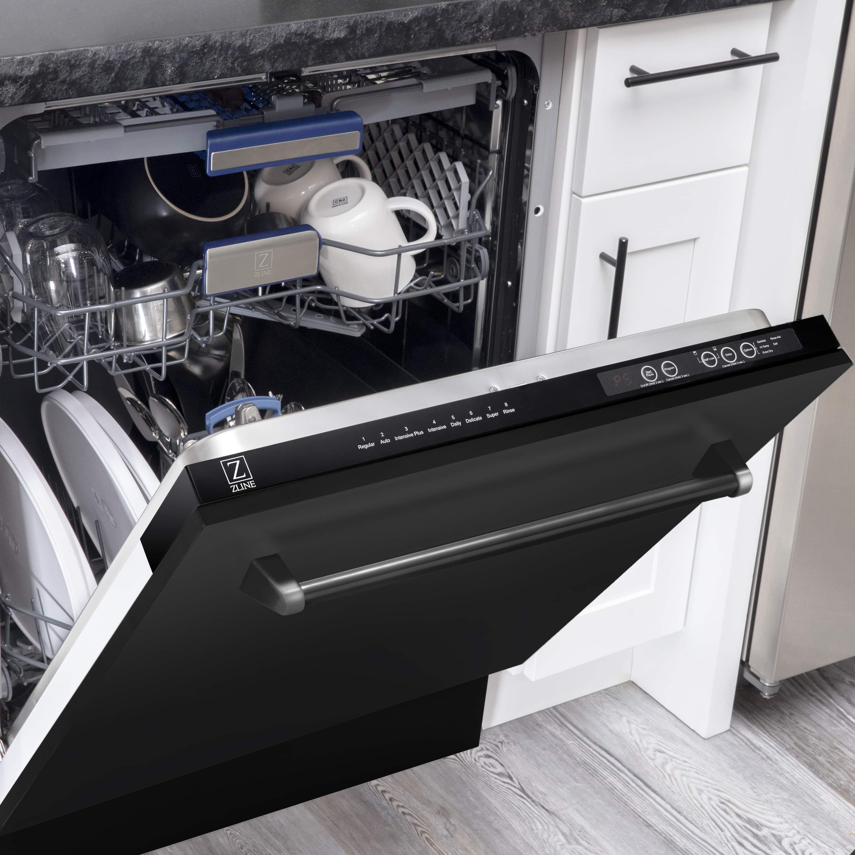 ZLINE 4-Piece Appliance Package - 30-Inch Gas Range, Refrigerator, Convertible Wall Mount Hood, and 3-Rack Dishwasher in Black Stainless Steel (4KPR-SGRBRH30-DWV) - Image 21