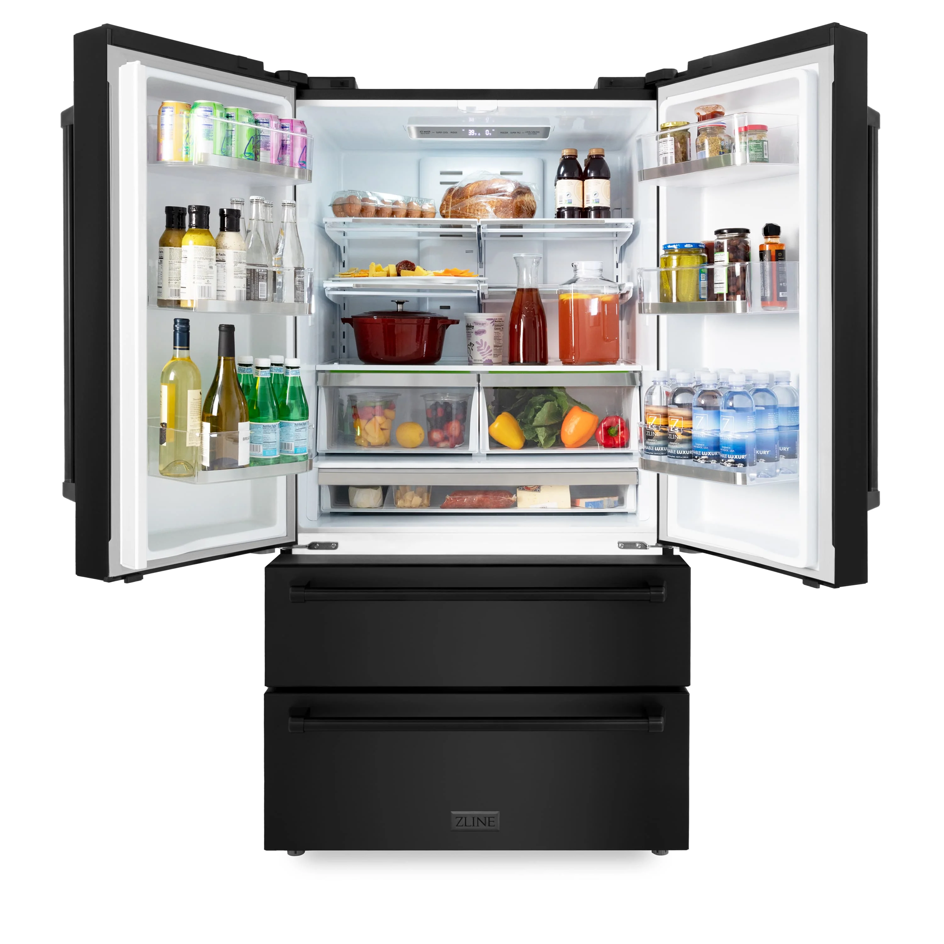 ZLINE 4-Piece Appliance Package - 30-Inch Gas Range, Refrigerator, Convertible Wall Mount Hood, and Microwave Drawer in Black Stainless Steel (4KPR-SGRBRH30-MW) - Image 14