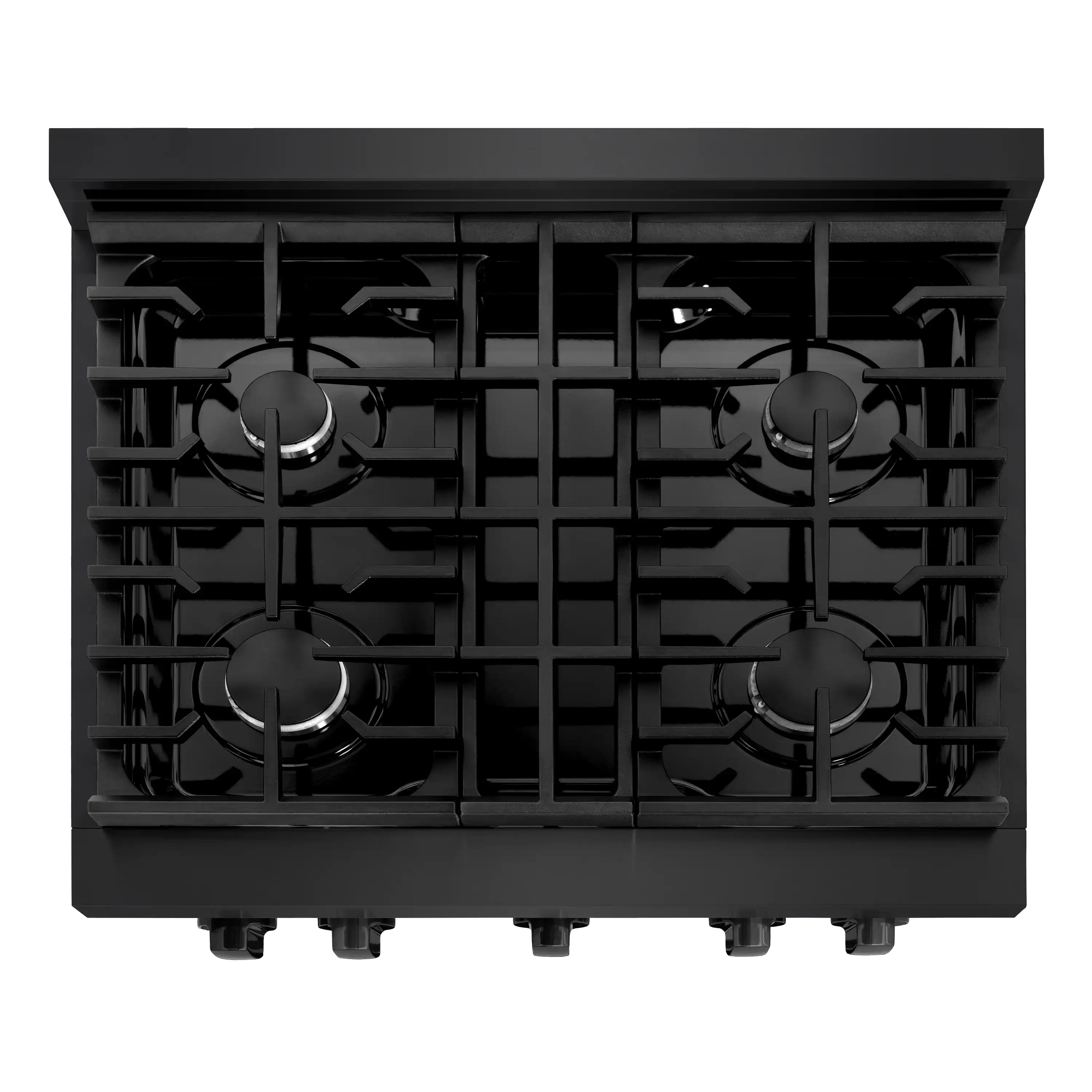 ZLINE 4-Piece Appliance Package - 30-Inch Gas Range, Refrigerator, Convertible Wall Mount Hood, and Microwave Drawer in Black Stainless Steel (4KPR-SGRBRH30-MW) - Image 7