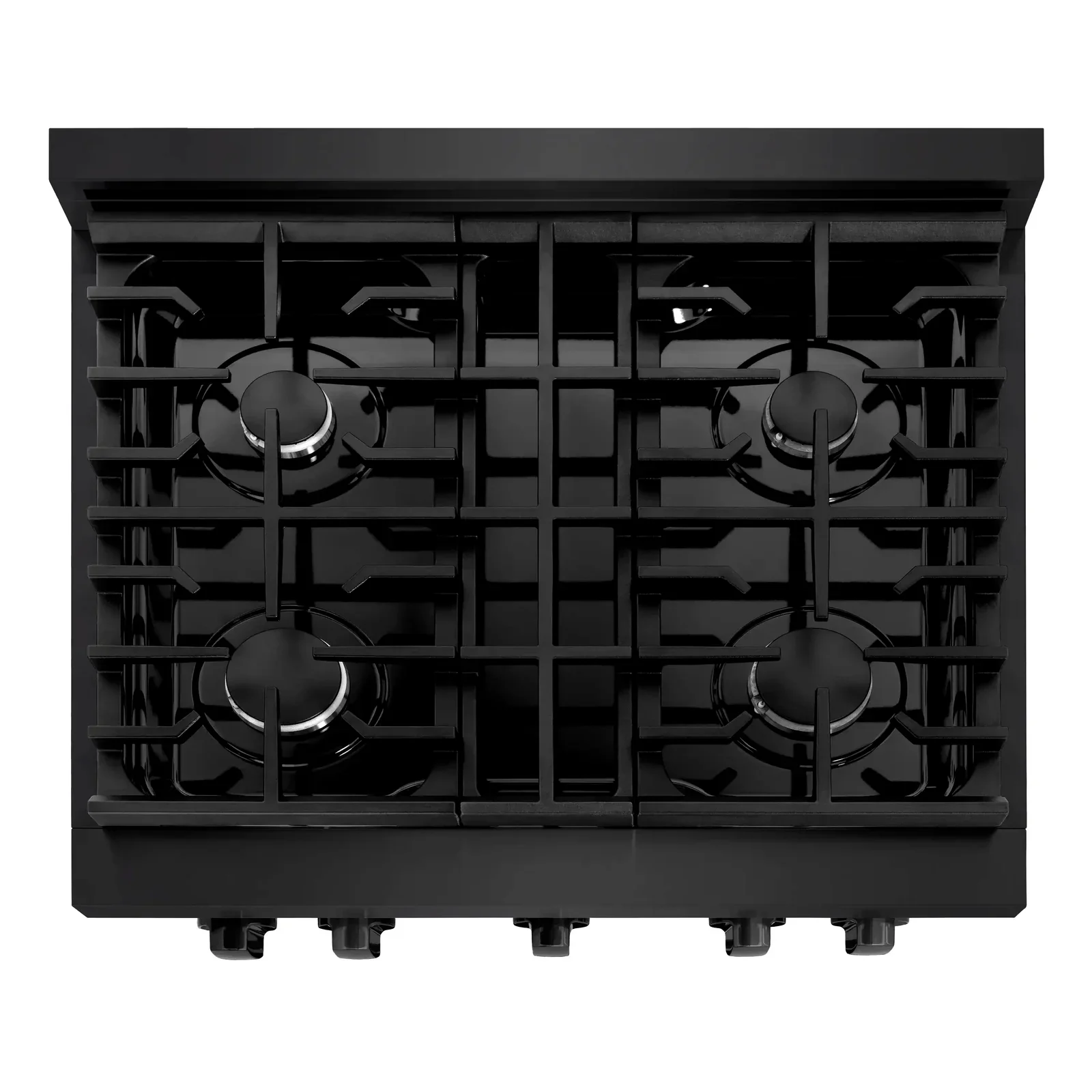 ZLINE 4-Piece Appliance Package - 30-Inch Gas Range, Refrigerator with Water Dispenser, Convertible Wall Mount Hood, and Microwave Oven in Black Stainless Steel (4KPRW-SGRBRH30-MWO) - Image 7