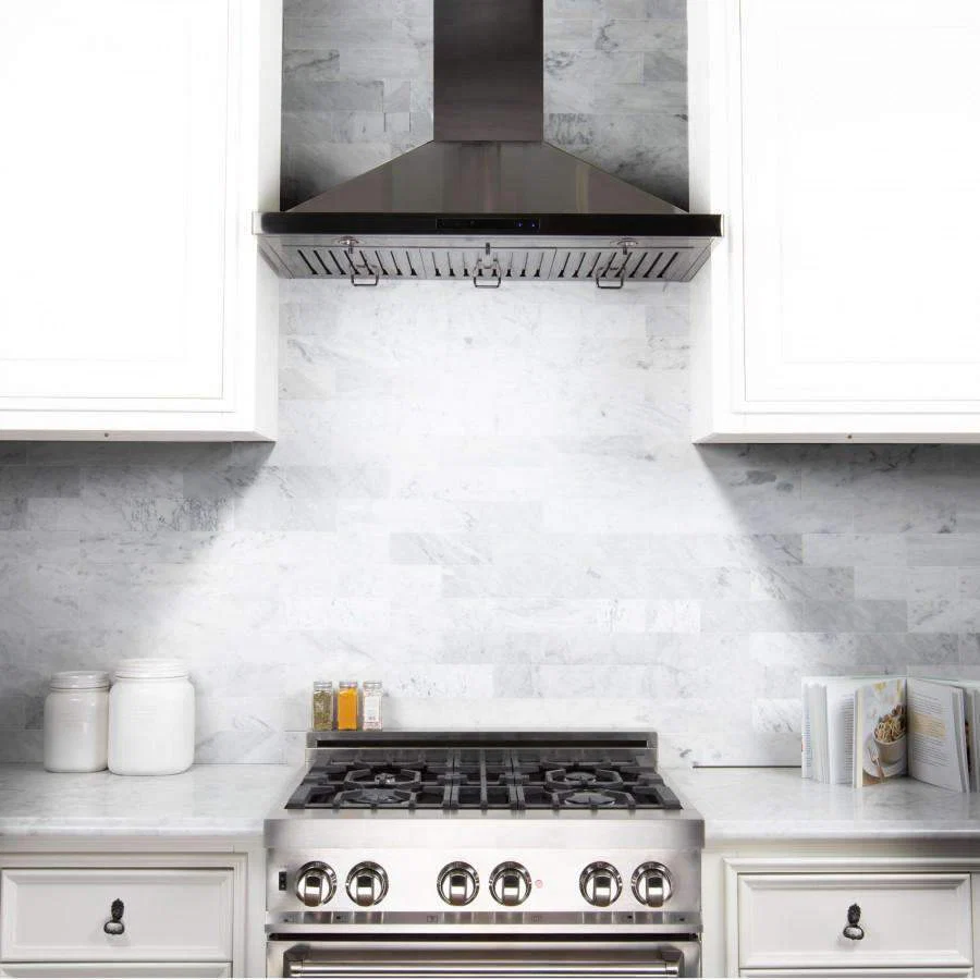 ZLINE 4-Piece Appliance Package - 30-Inch Dual Fuel Range, Hood, Refrigerator with Water Dispenser, and Dishwasher in Black Stainless Steel - Image 13
