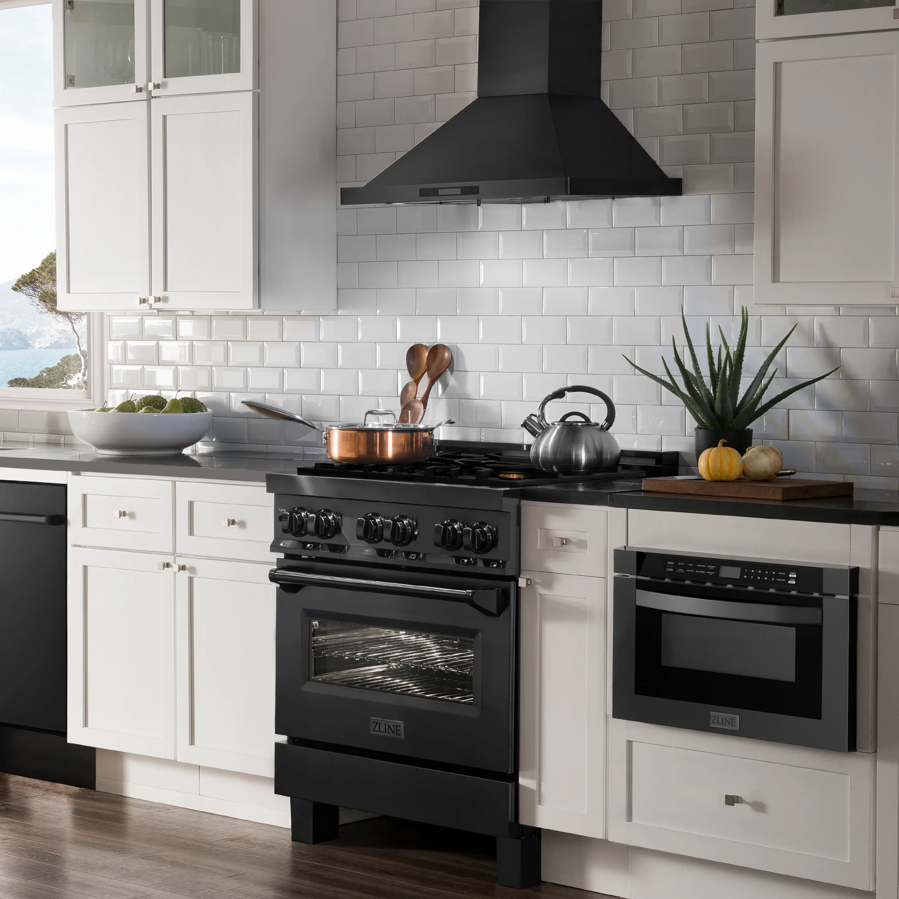 ZLINE 4-Piece Appliance Package - 36-Inch Dual Fuel Range with Brass Burners, Refrigerator, Microwave Drawer, and 3-Rack Dishwasher in Black Stainless Steel - Image 52