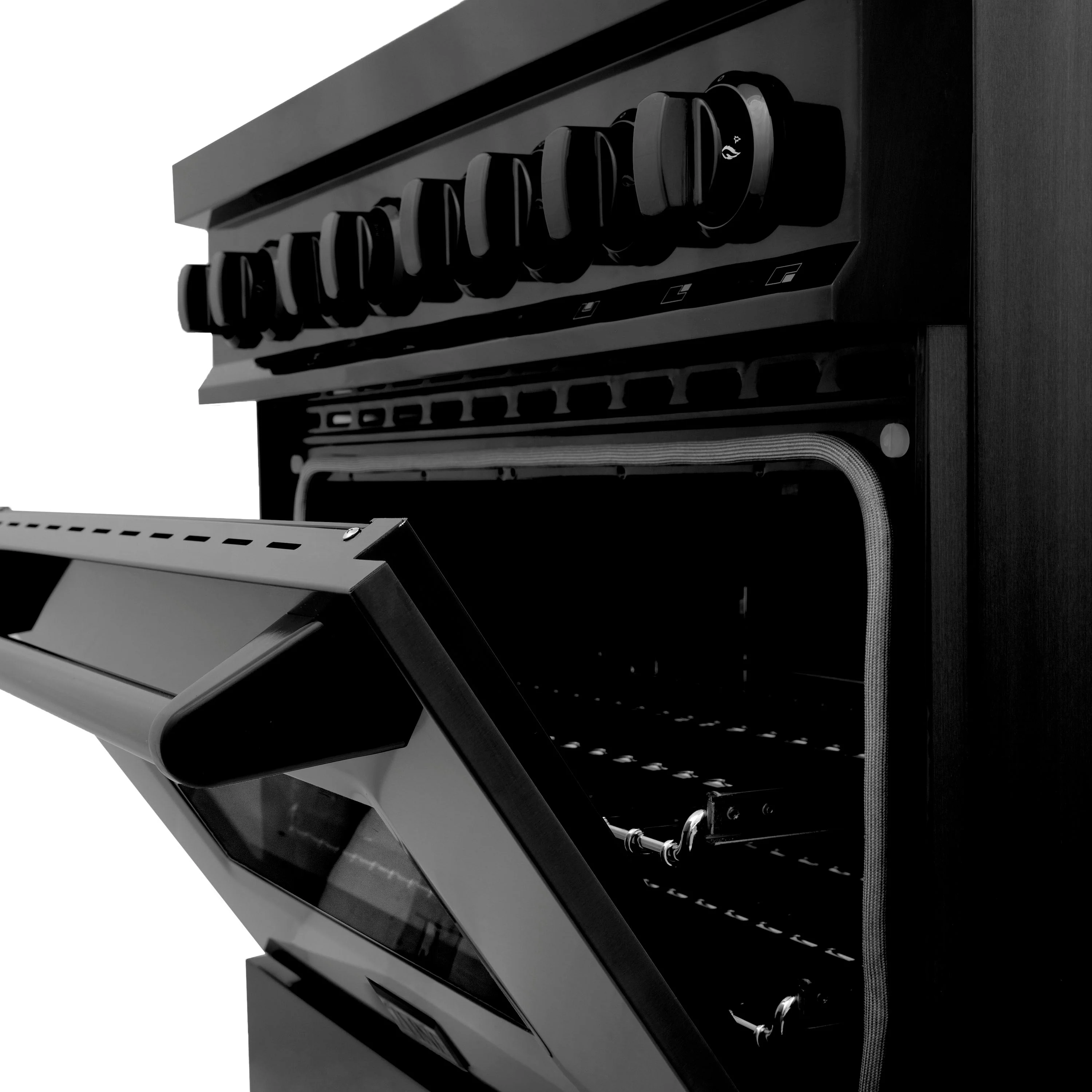 ZLINE 4-Piece Appliance Package - 36-Inch Dual Fuel Range with Brass Burners, Refrigerator, Microwave Oven, and 3-Rack Dishwasher in Black Stainless Steel - Image 10