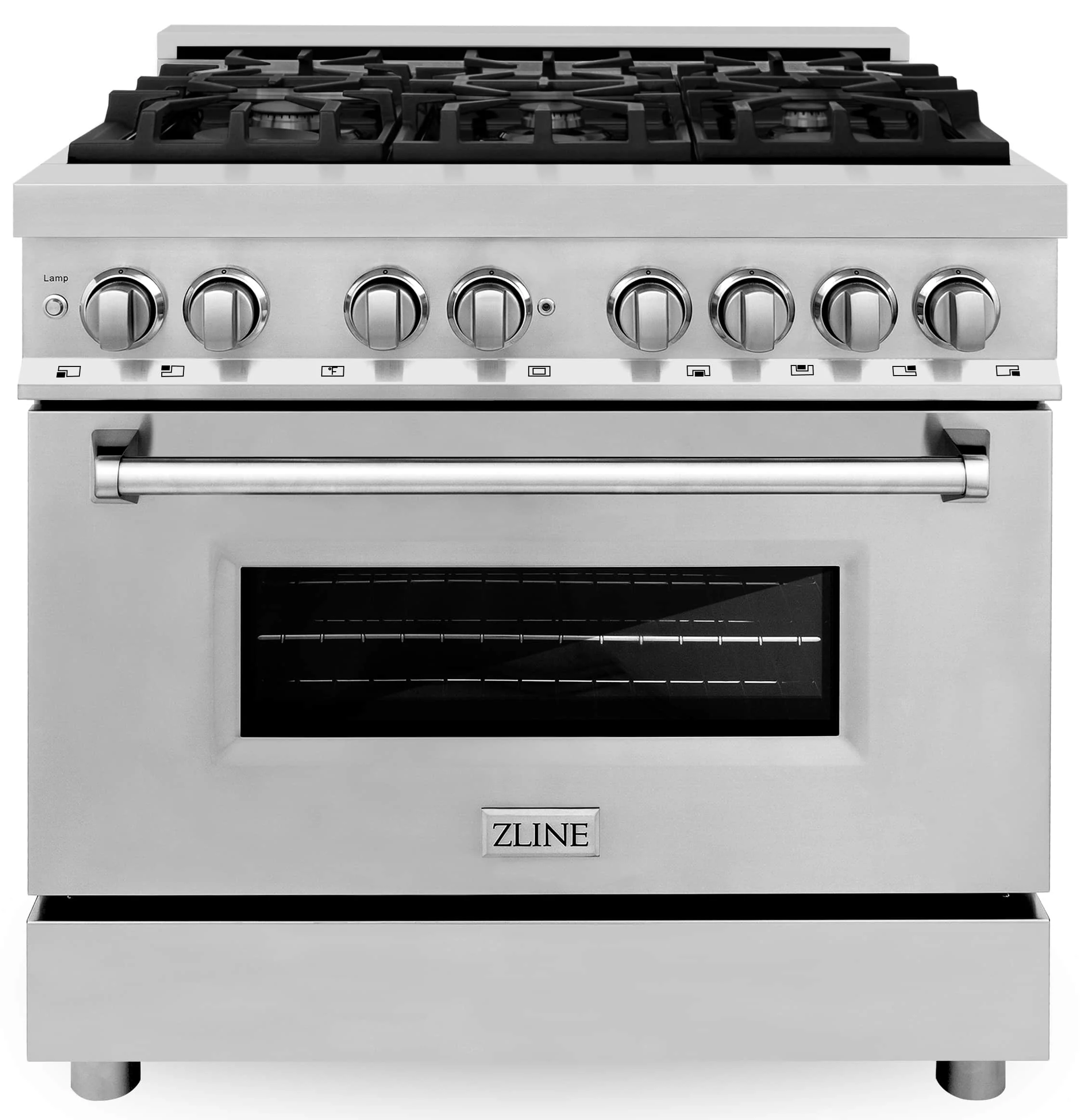 ZLINE 4-Piece Appliance Package - 36-Inch Dual Fuel Range, Refrigerator with Water Dispenser, Convertible Wall Mount Hood, and Microwave Oven in Stainless Steel (4KPRW-RARH36-MWO) - Image 2