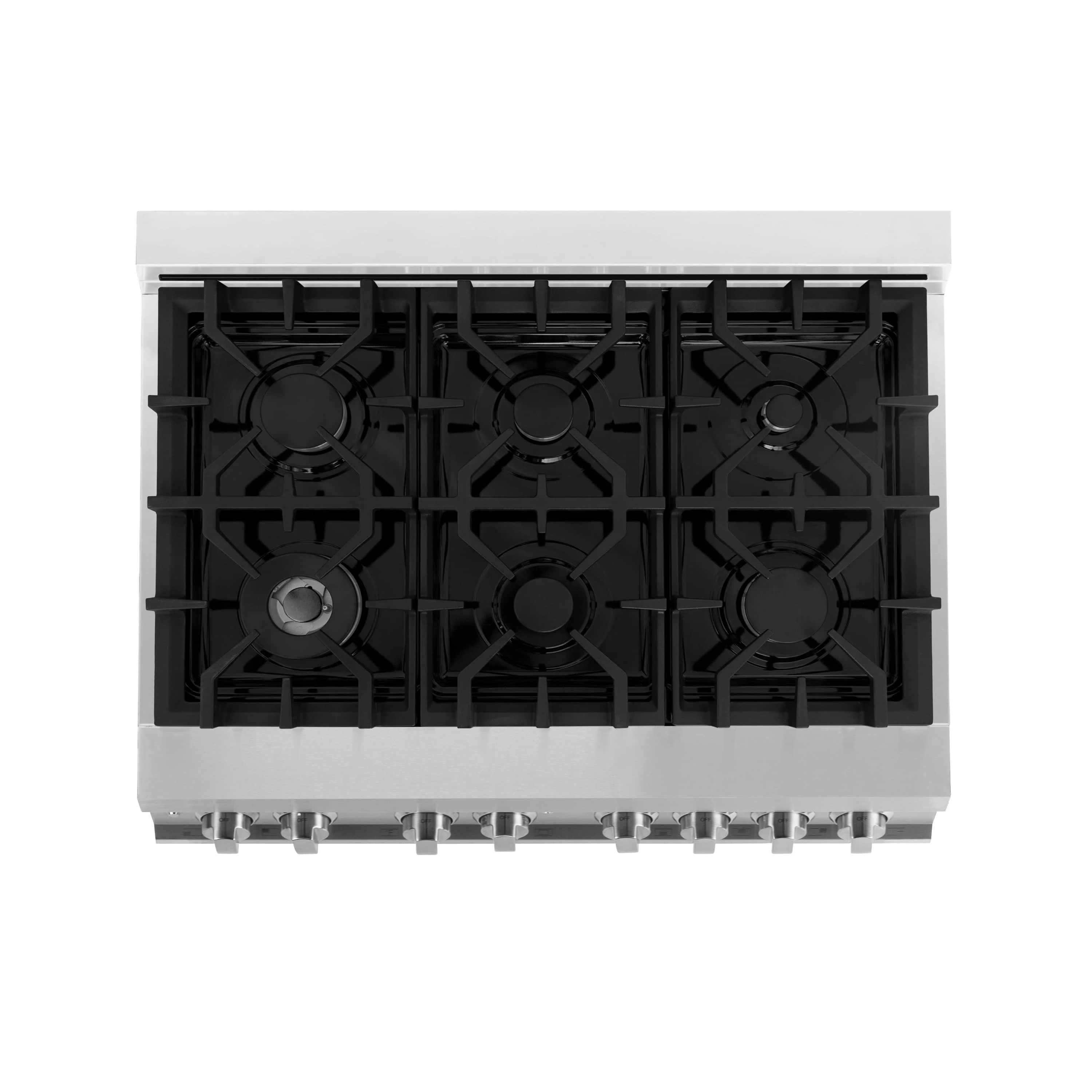 ZLINE 4-Piece Appliance Package - 36-Inch Dual Fuel Range, Refrigerator with Water Dispenser, Convertible Wall Mount Hood, and Microwave Oven in Stainless Steel (4KPRW-RARH36-MWO) - Image 6