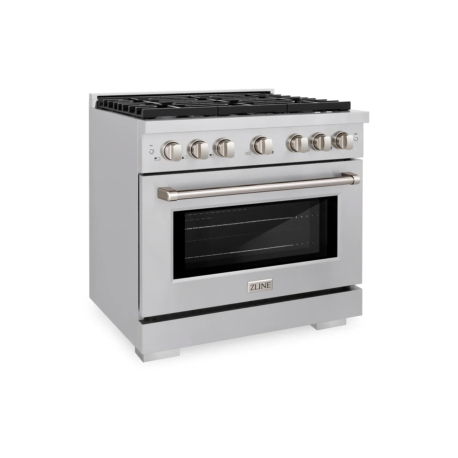 ZLINE 4-Piece Appliance Package - 36-Inch Gas Range, Refrigerator with Water Dispenser, Convertible Wall Mount Hood, and Microwave Drawer in Stainless Steel (4KPRW-SGRRH36-MWD) - Image 5