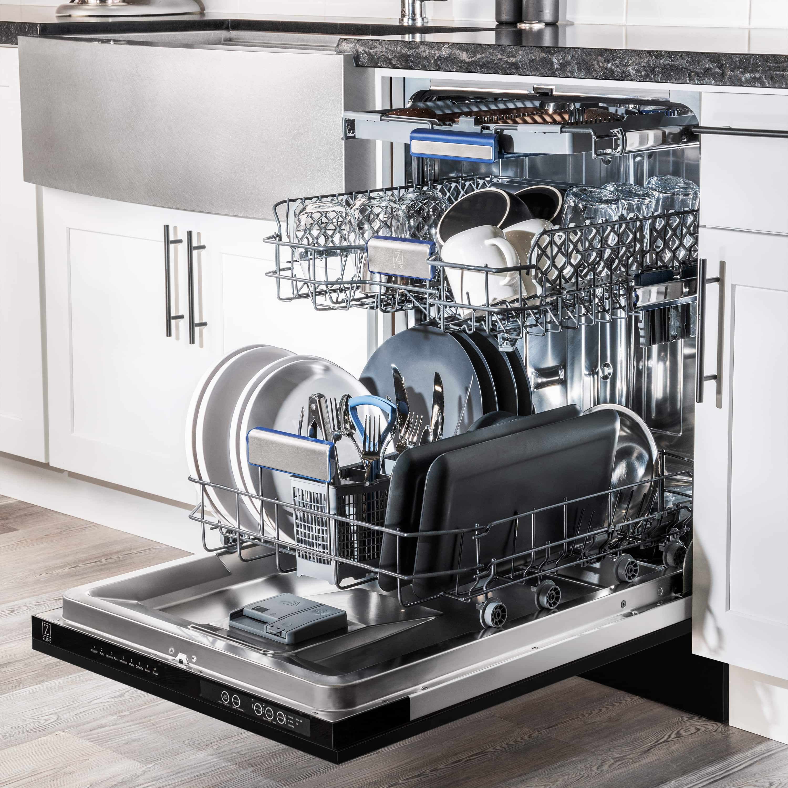 ZLINE 4-Piece Appliance Package - 36-Inch Gas Range, Refrigerator, Convertible Wall Mount Hood, and 3-Rack Dishwasher in Black Stainless Steel (4KPR-SGRBRH36-DWV) - Image 23