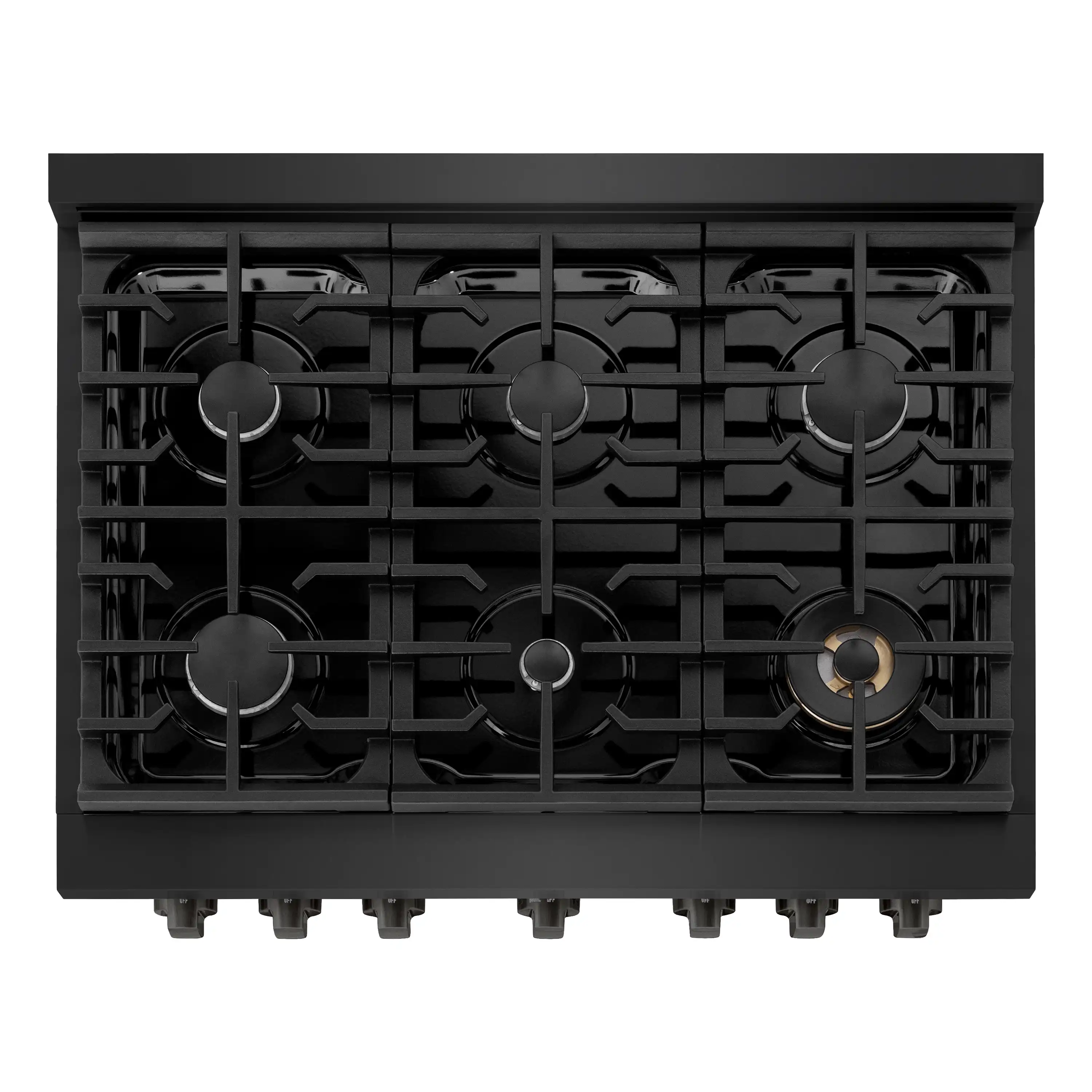 ZLINE 4-Piece Appliance Package - 36-inch Gas Range, 36-inch Refrigerator, Convertible Wall Mount Hood, and Microwave Drawer in Black Stainless Steel (4KPR-SGRBRH36-MW) - Image 7