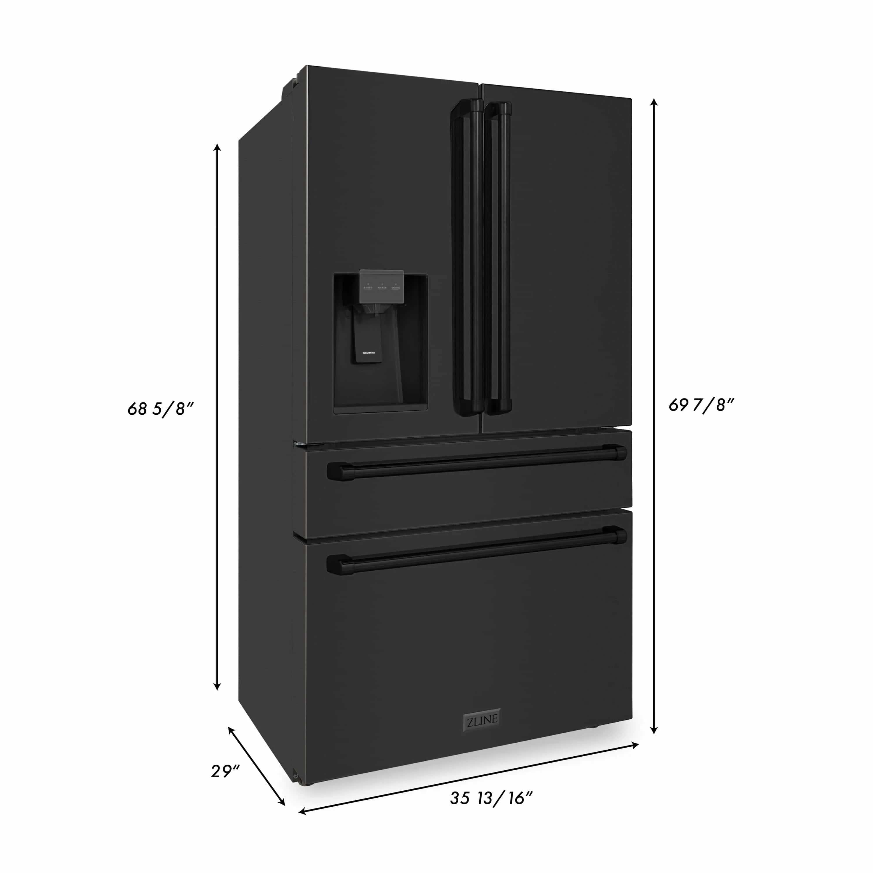 ZLINE 4-Piece Appliance Package - 36-Inch Gas Range, Refrigerator with Water Dispenser, Convertible Wall Mount Hood, and 3-Rack Dishwasher in Black Stainless Steel (4KPRW-SGRBRH36-DWV) - Image 17