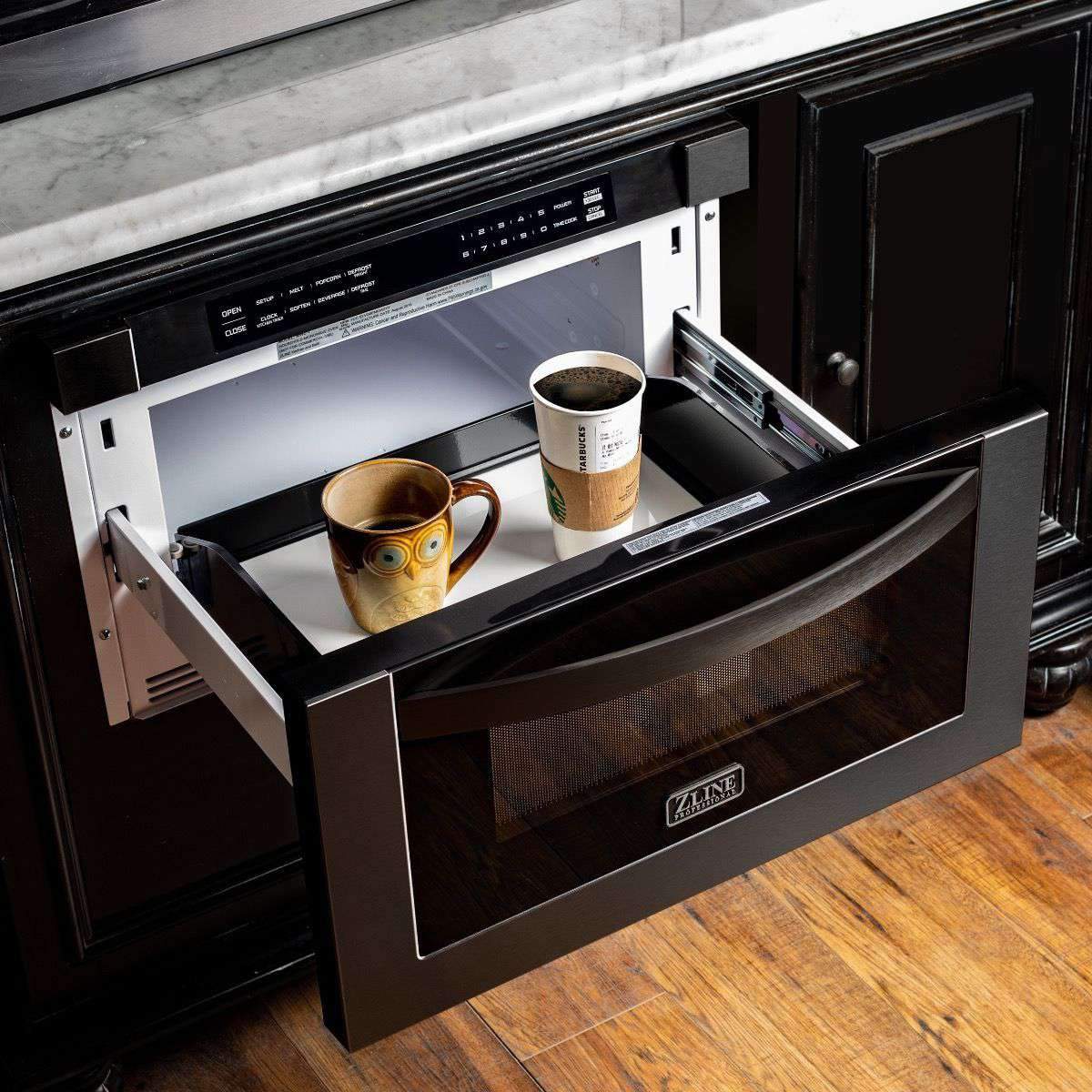 ZLINE 4-Piece Appliance Package - 36-inch Dual Fuel Range with Brass Burners, Dishwasher, Microwave Drawer & Convertible Wall Mount Hood in Black Stainless Steel (4KP-RABRH36-MWDW) - Image 14