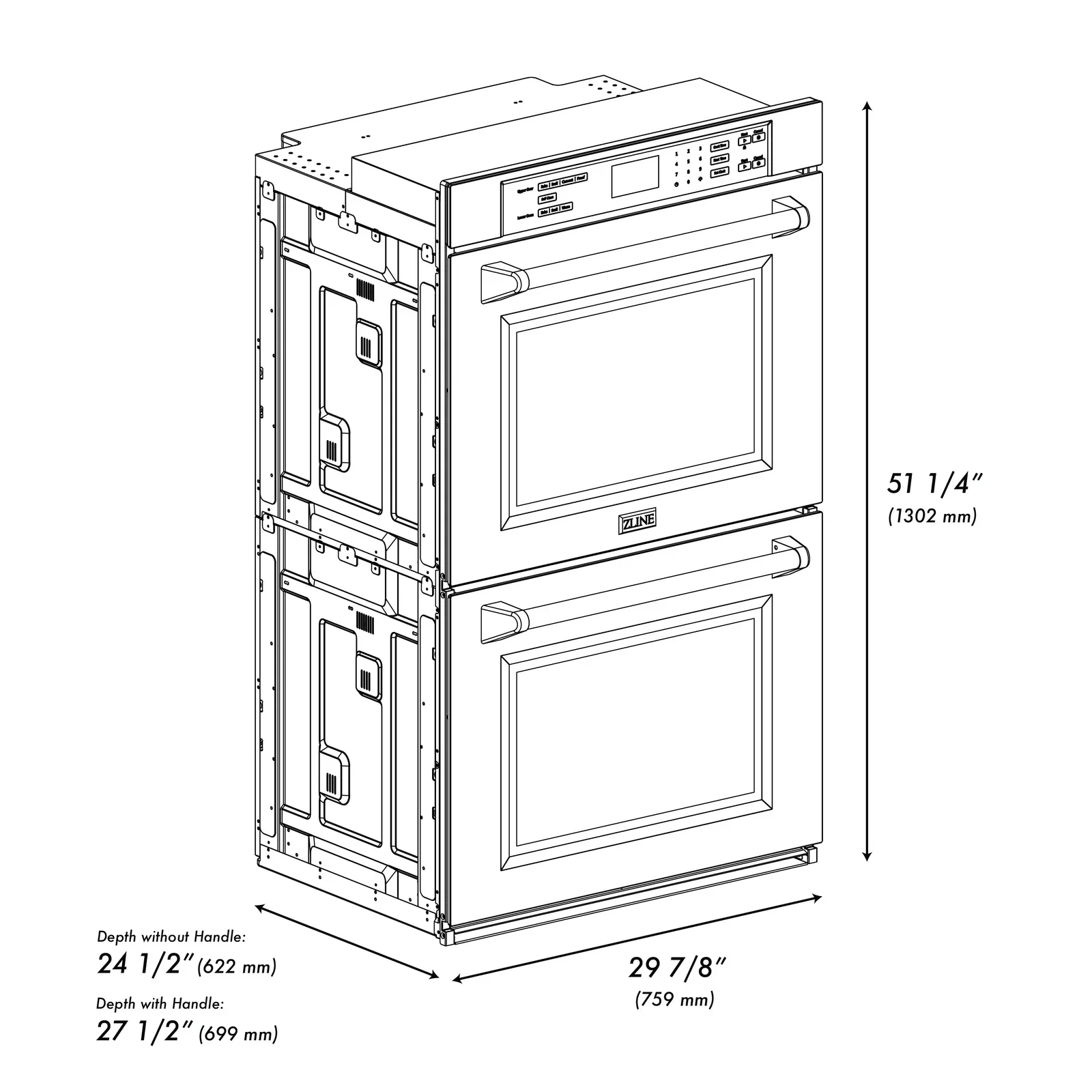 ZLINE 4-Piece Appliance Package - 36-Inch Rangetop with Brass Burners, Refrigerator, 30-Inch Electric Double Wall Oven, and Convertible Wall Mount Hood in Black Stainless Steel (4KPR-RTBRH36-AWD) - Image 36