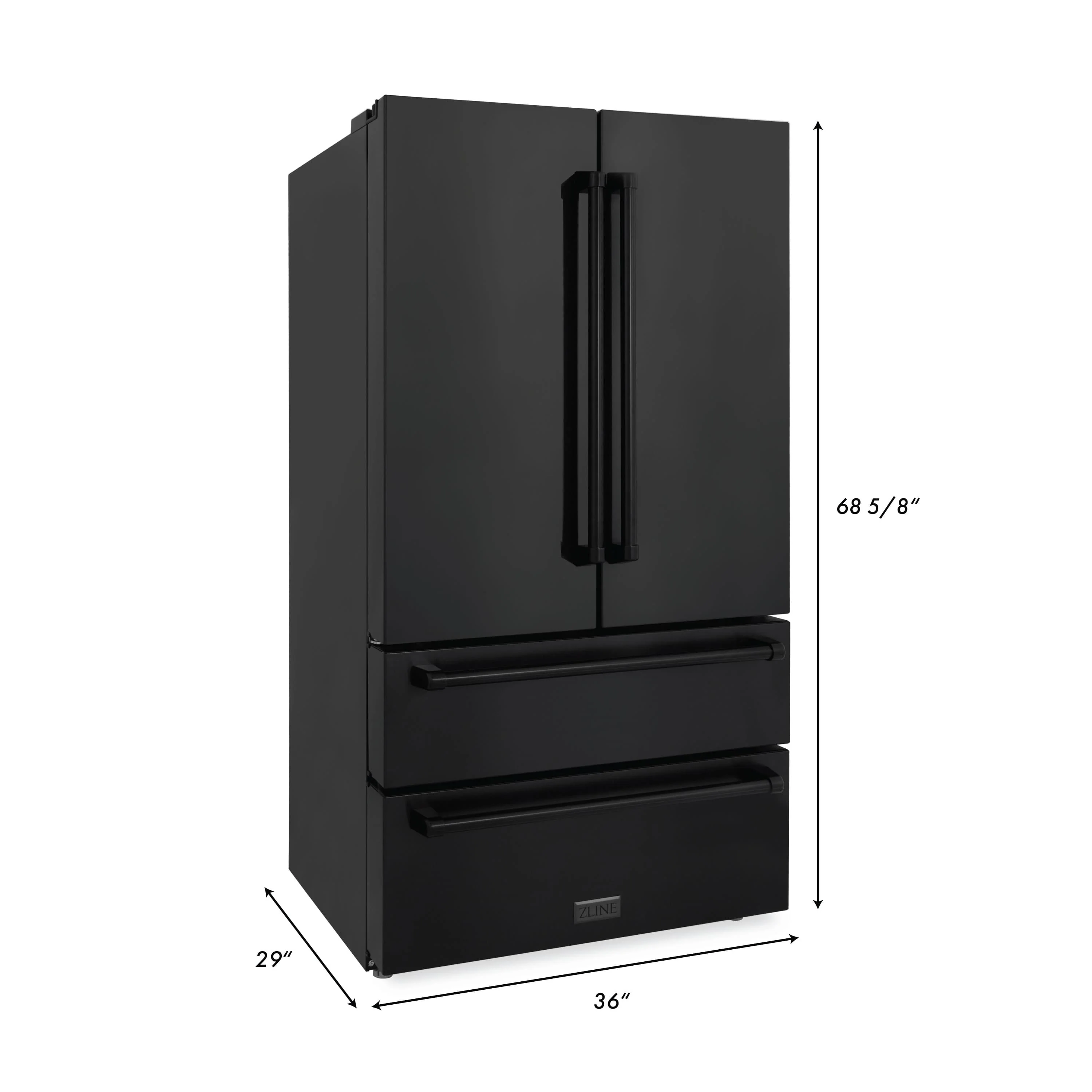 ZLINE 4-Piece Appliance Package - 36-Inch Rangetop with Brass Burners, Refrigerator, 30-Inch Electric Wall Oven, and Convertible Wall Mount Hood in Black Stainless Steel (4KPR-RTBRH36-AWS) - Image 16